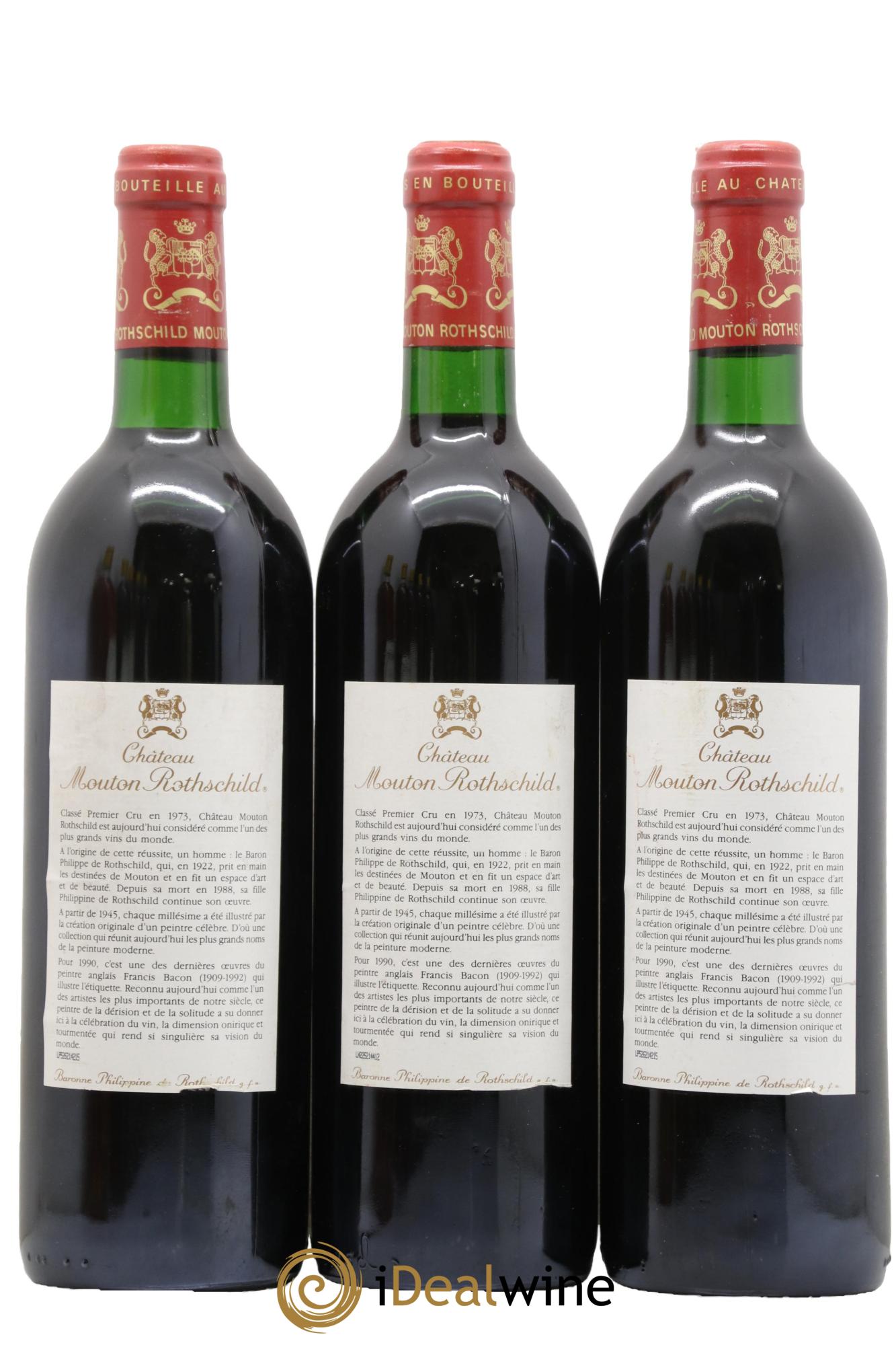 Château Mouton Rothschild 1er Grand Cru Classé 1990 - Lot de 3 bouteilles - 1