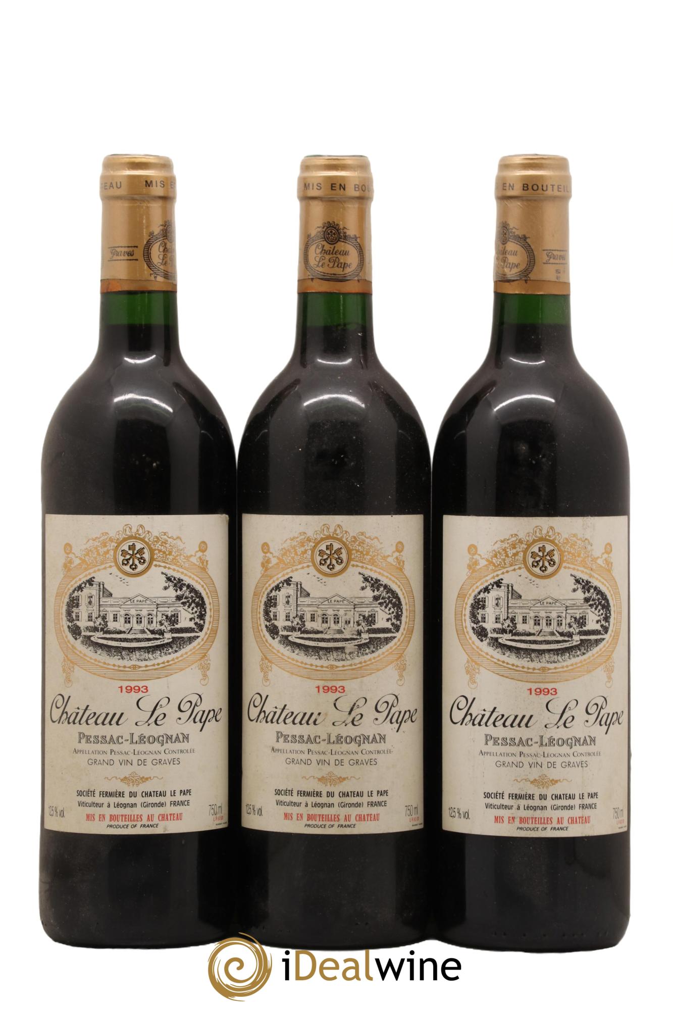 Pessac-Léognan Chateau Le Pape 1993 - Lot de 3 bouteilles - 0
