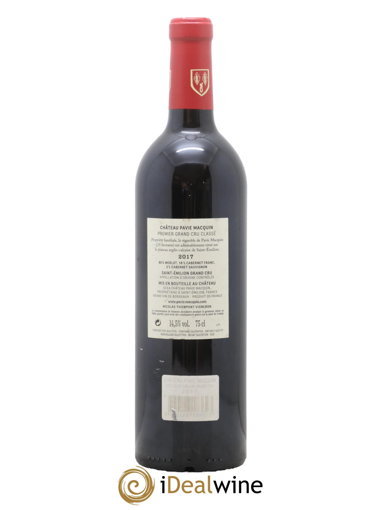 Château Pavie Macquin 1er Grand Cru Classé B 2017 - Lot de 1 bouteille - 1