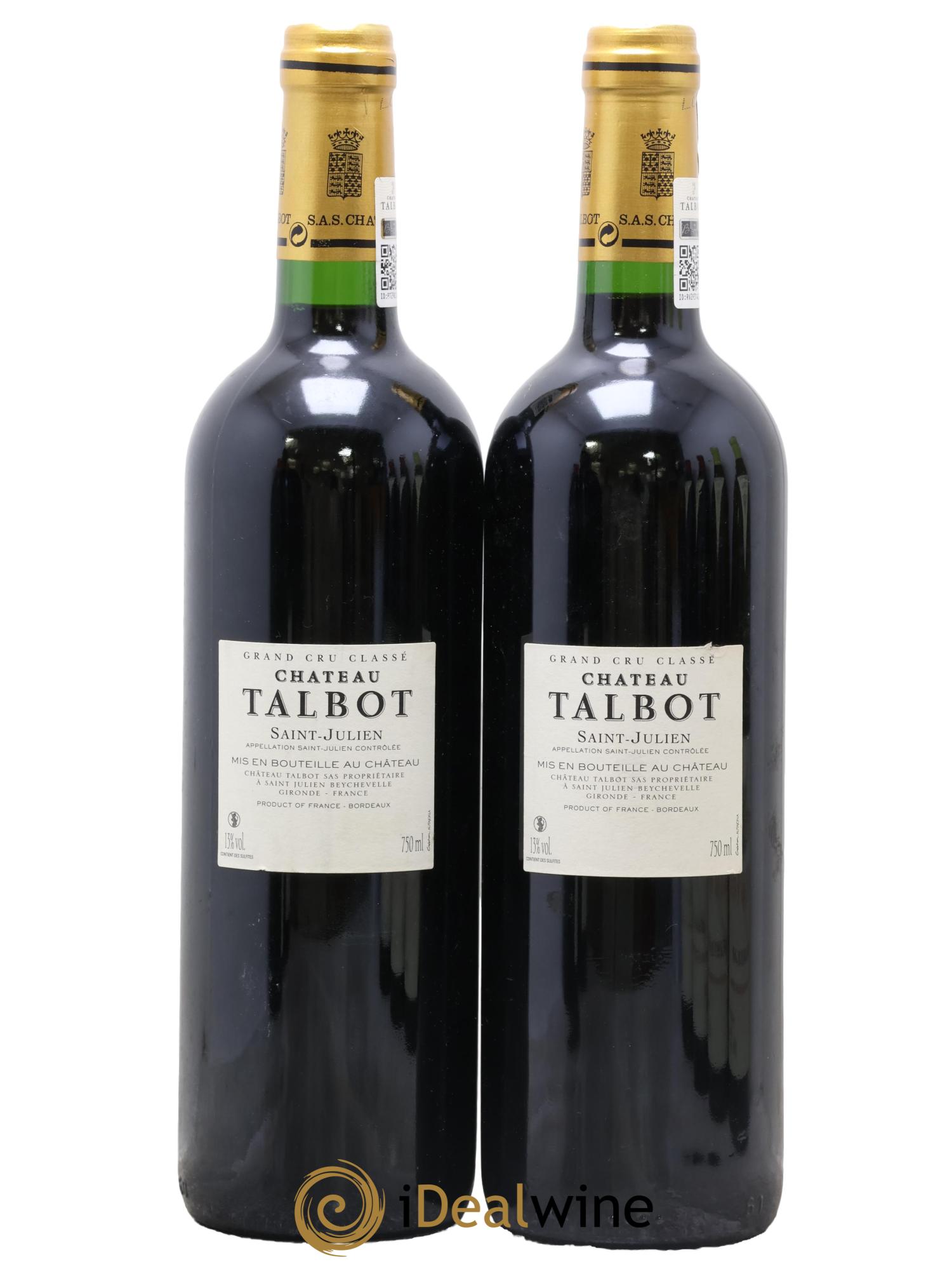 Château Talbot 4ème Grand Cru Classé 2012 - Lot of 2 bottles - 1