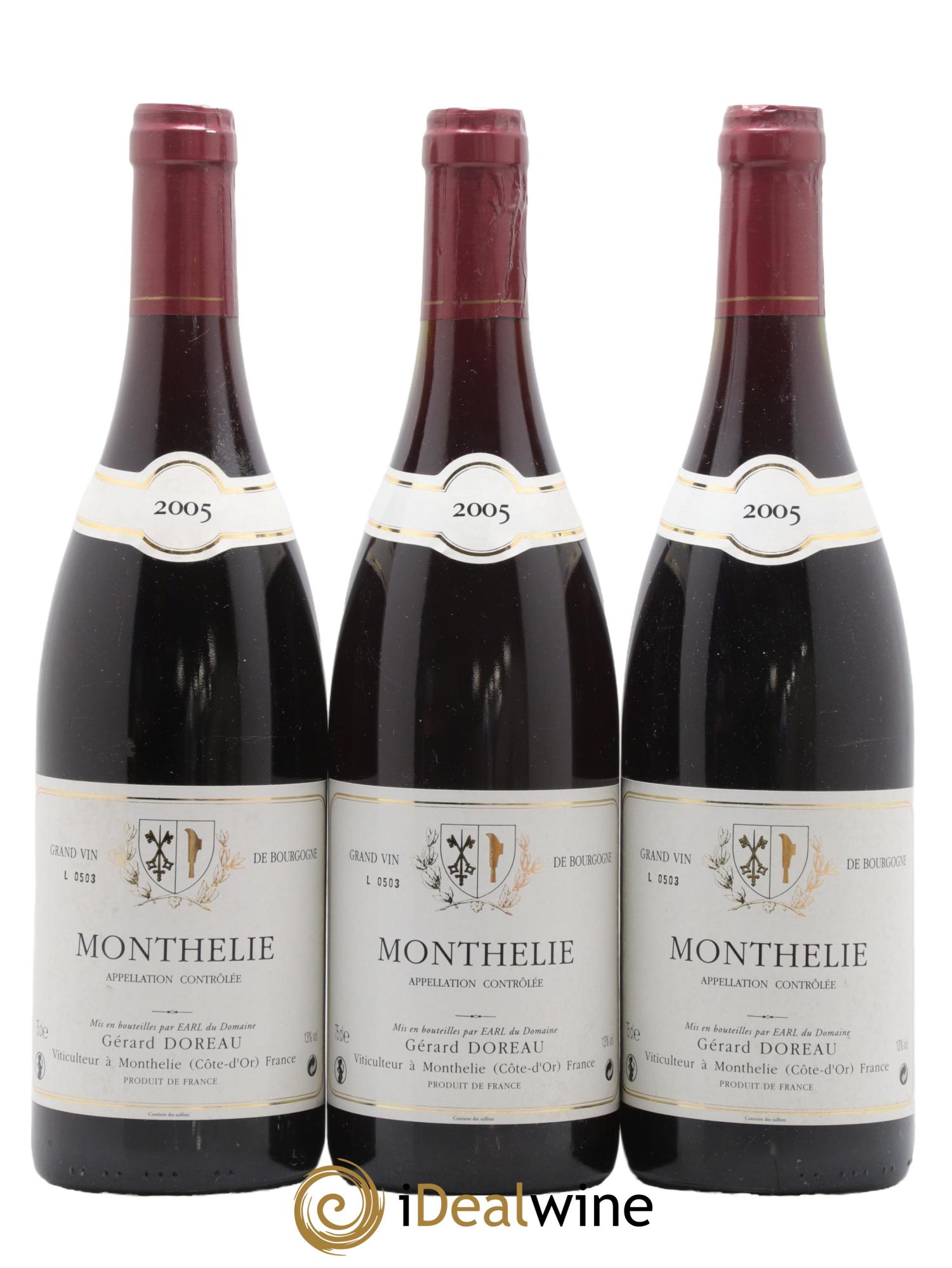 Monthélie Gerard Doreau 2005 - Lot de 3 bouteilles - 0