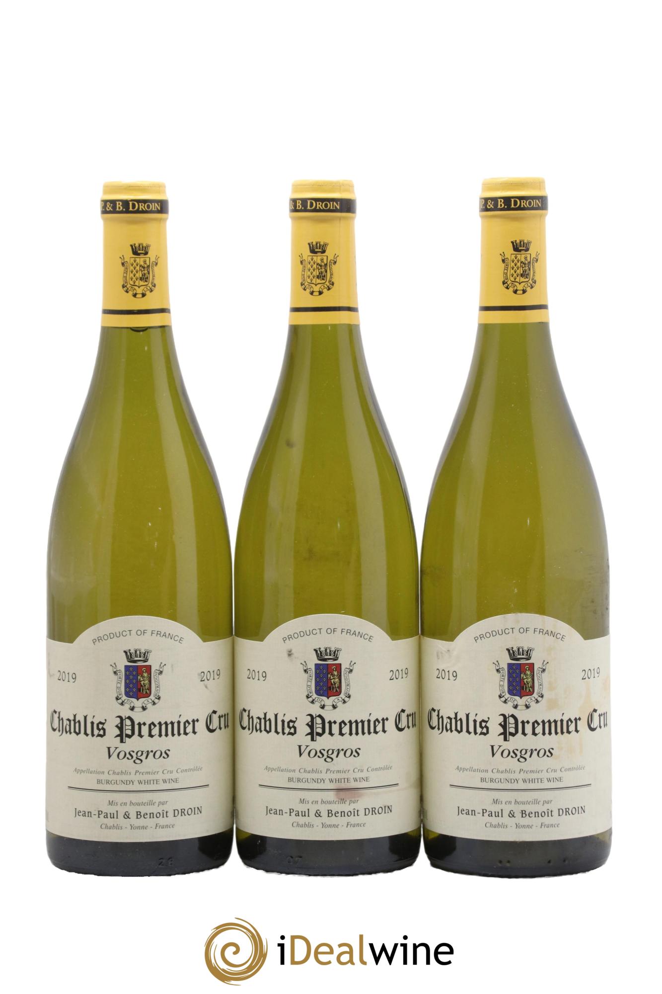 Chablis 1er Cru Vosgros Jean-Paul & Benoît Droin (Domaine) 2019 - Lot de 3 bouteilles - 0