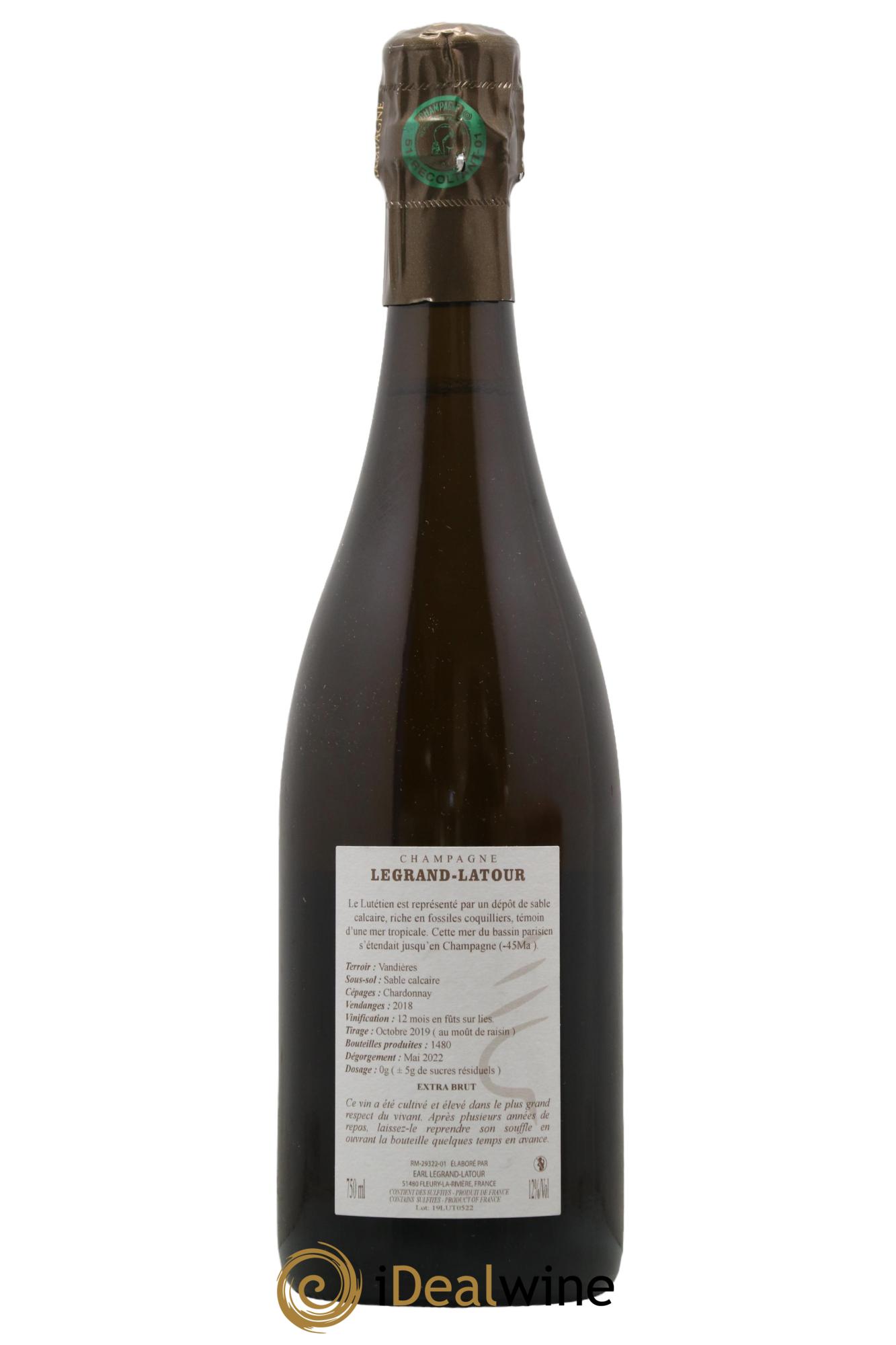 Lutétien Extra-Brut Legrand Latour 2018 - Lot de 1 bouteille - 1