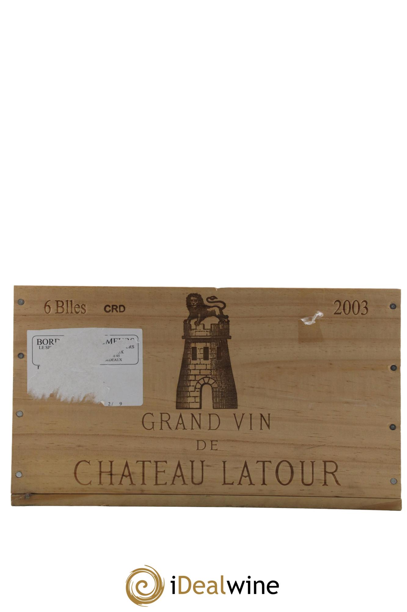 Château Latour 1er Grand Cru Classé 2003 - Lot de 6 bouteilles - 6