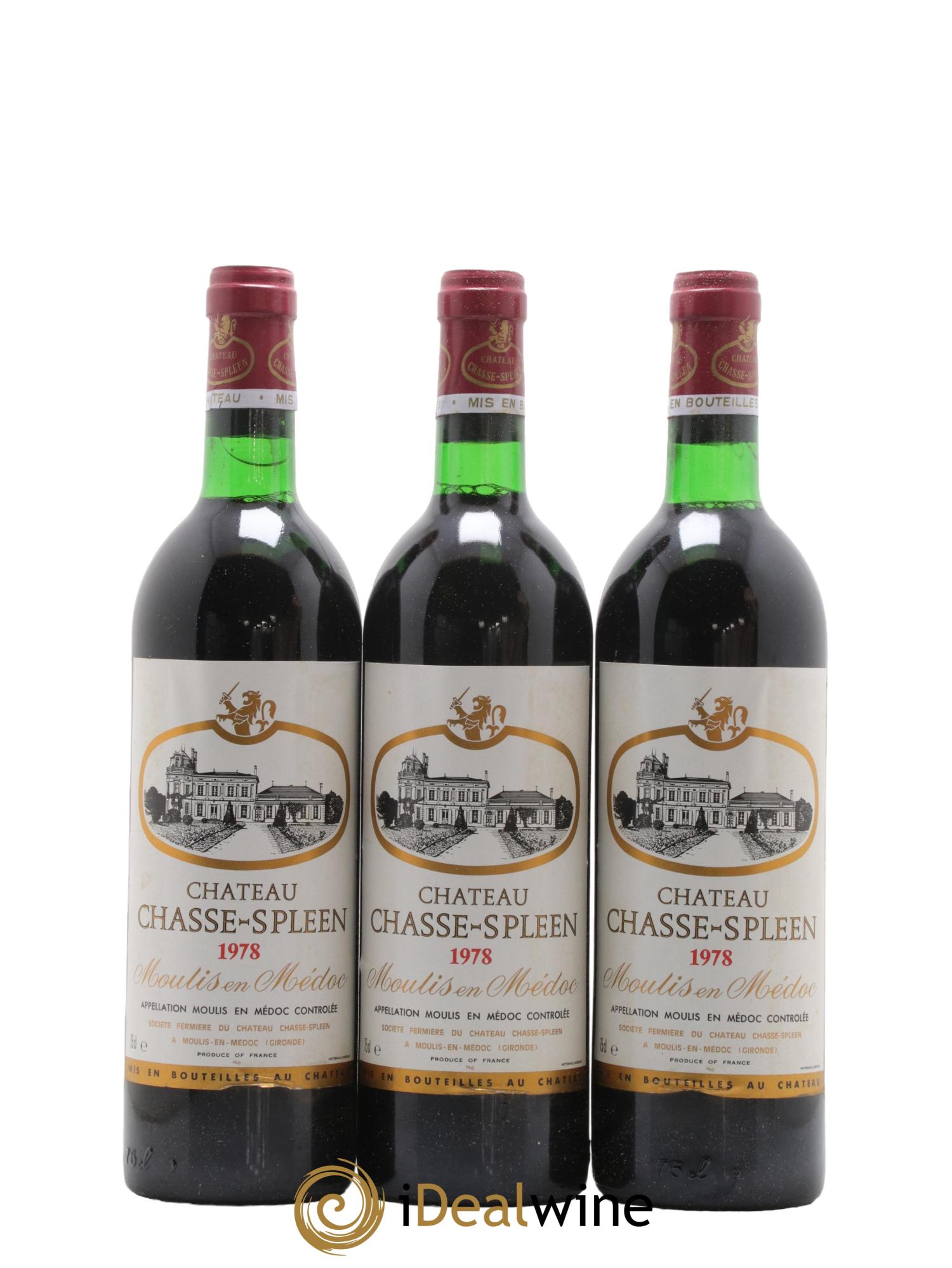 Château Chasse Spleen 1978 - Lot de 3 bouteilles - 0