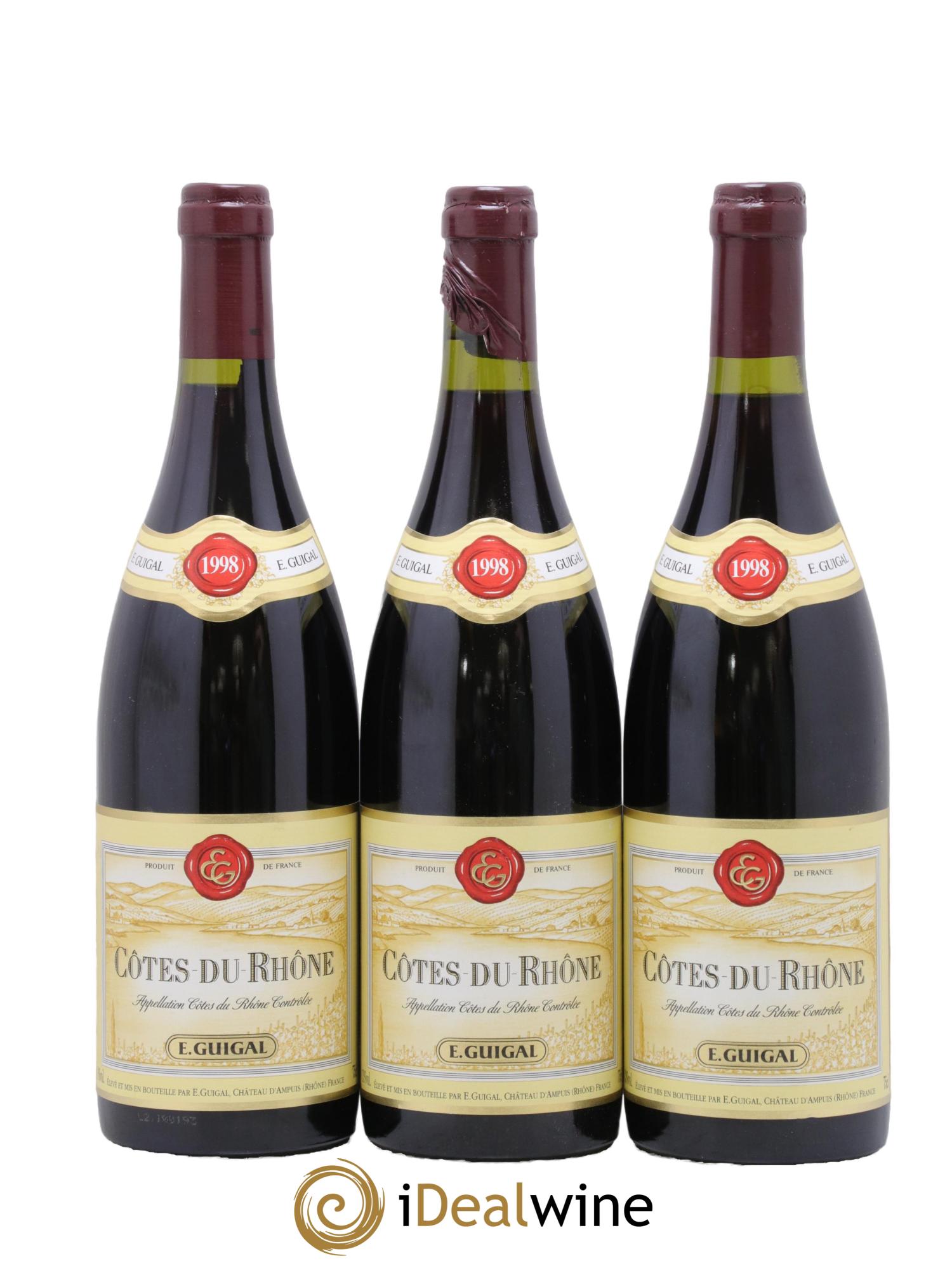 Côtes-du-Rhône Guigal 1998 - Lot de 3 bouteilles - 0