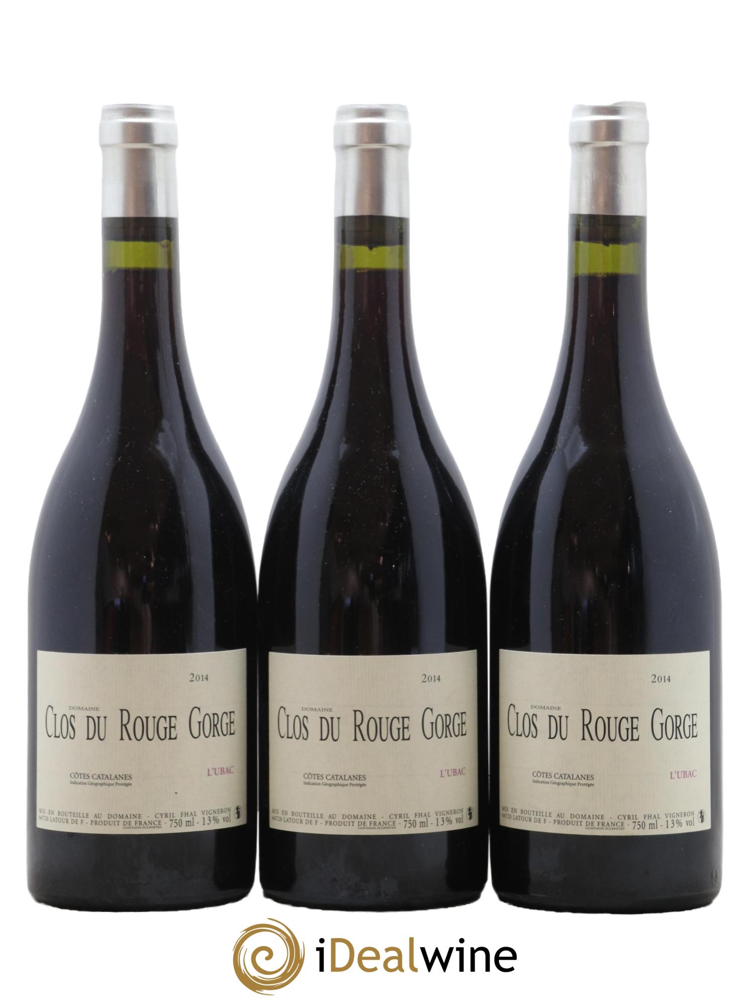 Côtes Catalanes Clos du Rouge Gorge L'Ubac Cyril Fhal 2014 - Posten von 3 Flaschen - 0