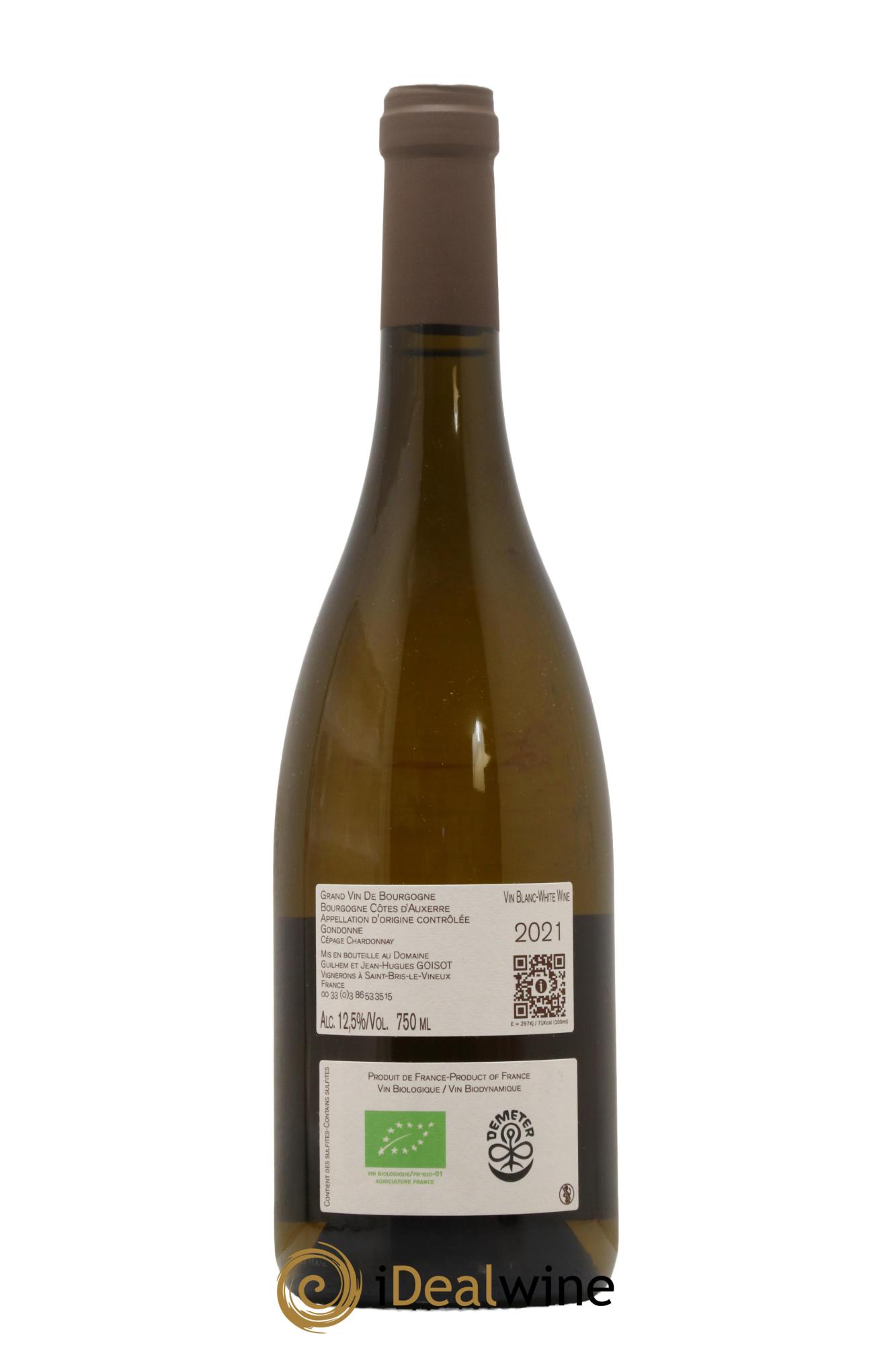 Bourgogne Côtes d'Auxerre Gondonne Goisot 2021 - Lot de 1 bouteille - 1