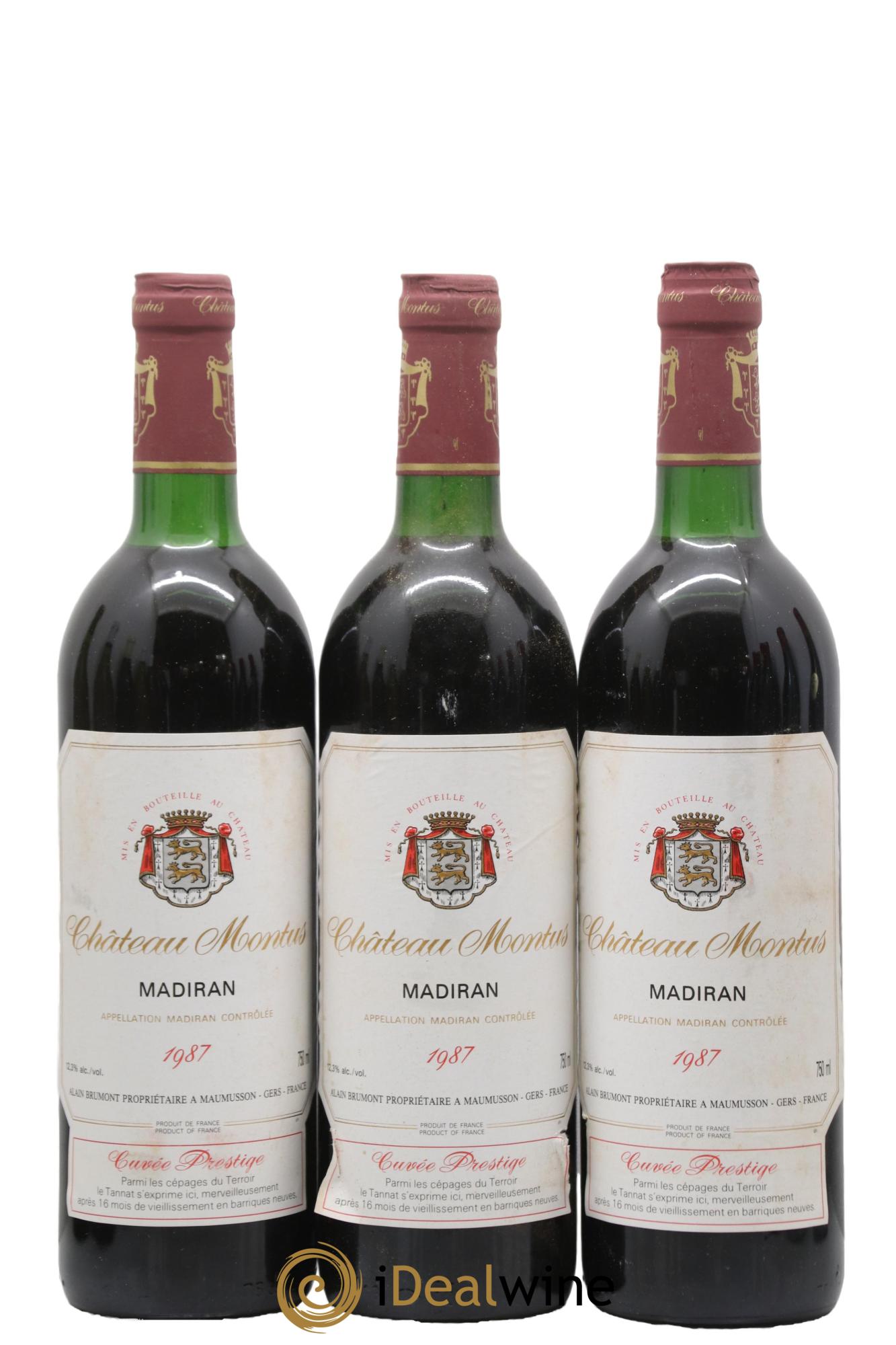 Madiran Château Montus-Prestige Alain Brumont 1987 - Lot de 3 bouteilles - 0