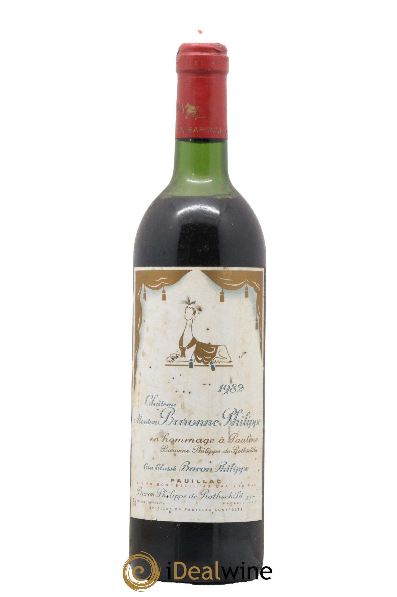 Château d' Armailhac - Mouton Baron(ne) Philippe 5ème Grand Cru Classé 1982 - Lot de 1 bouteille - 0