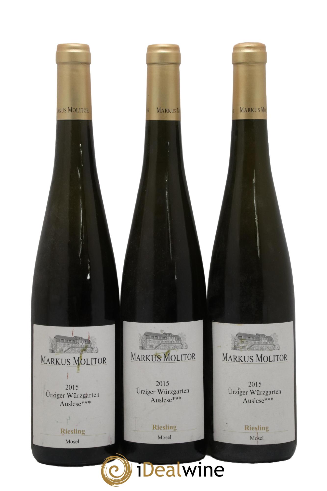 Allemagne Mosel Auslese Urziger Wurzgarten Gold Capsule Markus Molitor 2015 - Lot de 3 bouteilles - 0