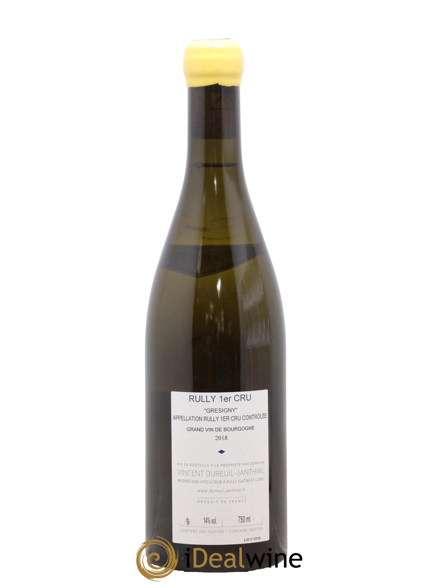Rully 1er Cru Grésigny Vieilles Vignes Vincent Dureuil-Janthial 2018 - Lot de 1 bouteille - 1