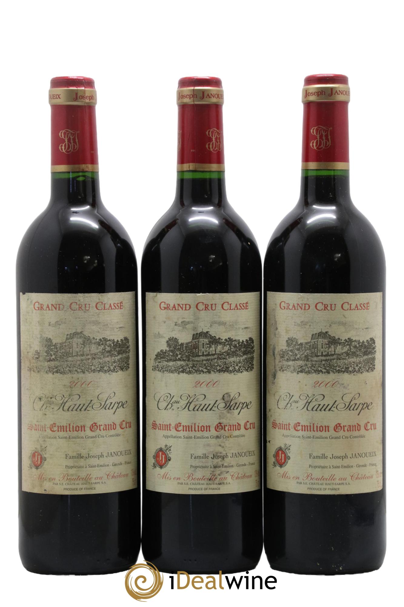 Château Haut Sarpe Grand Cru Classé 2000 - Lot de 3 bouteilles - 0