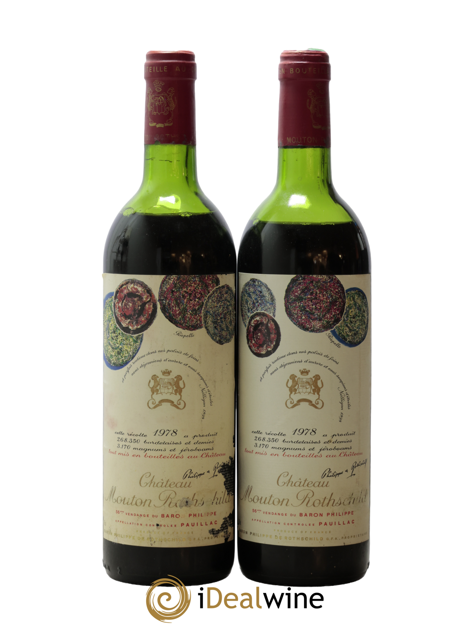 Château Mouton Rothschild 1er Grand Cru Classé 1978 - Lot de 2 bouteilles - 0