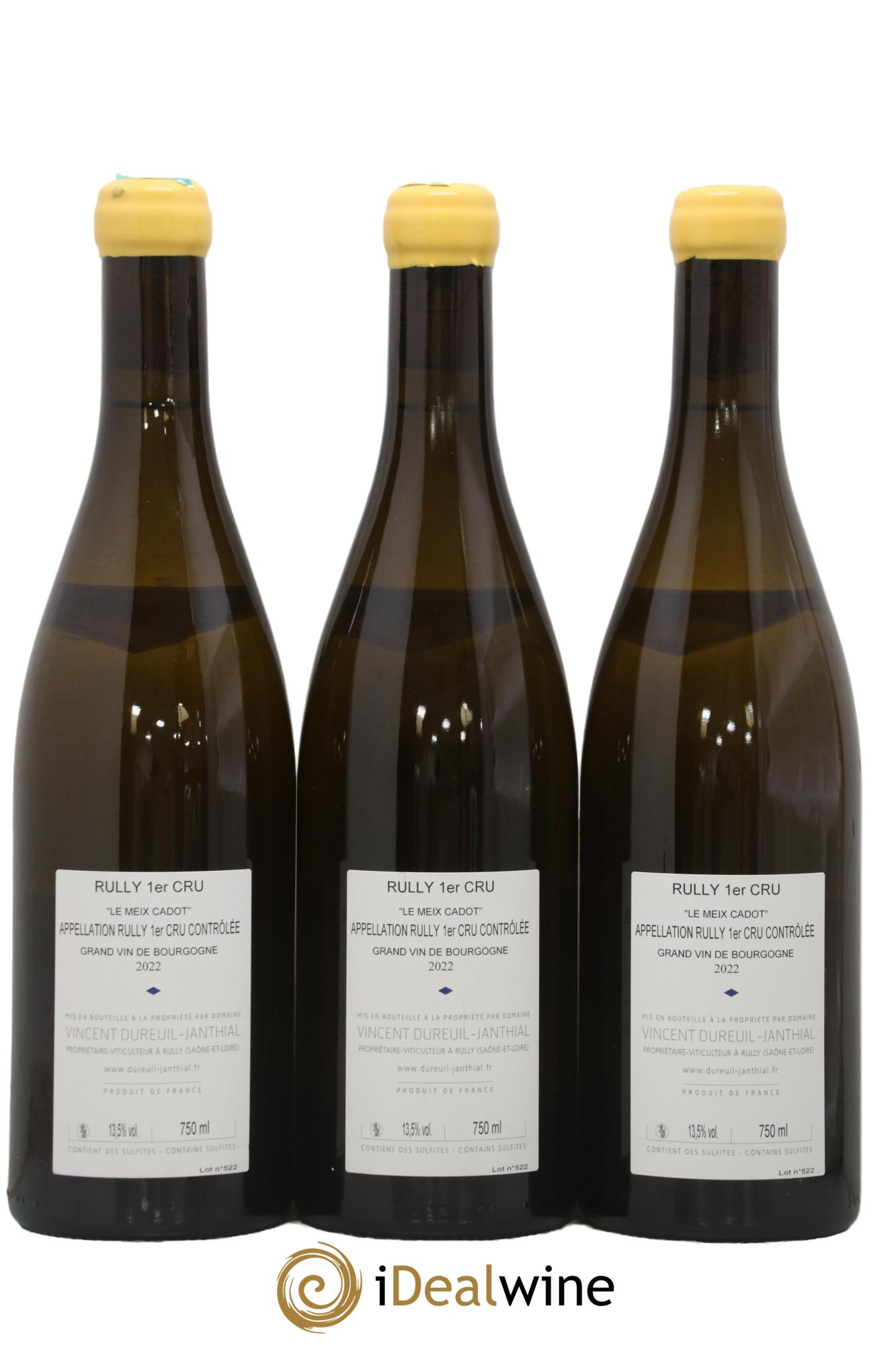 Rully 1er Cru Le Meix Cadot Vincent Dureuil-Janthial 2022 - Lot de 3 bouteilles - 1