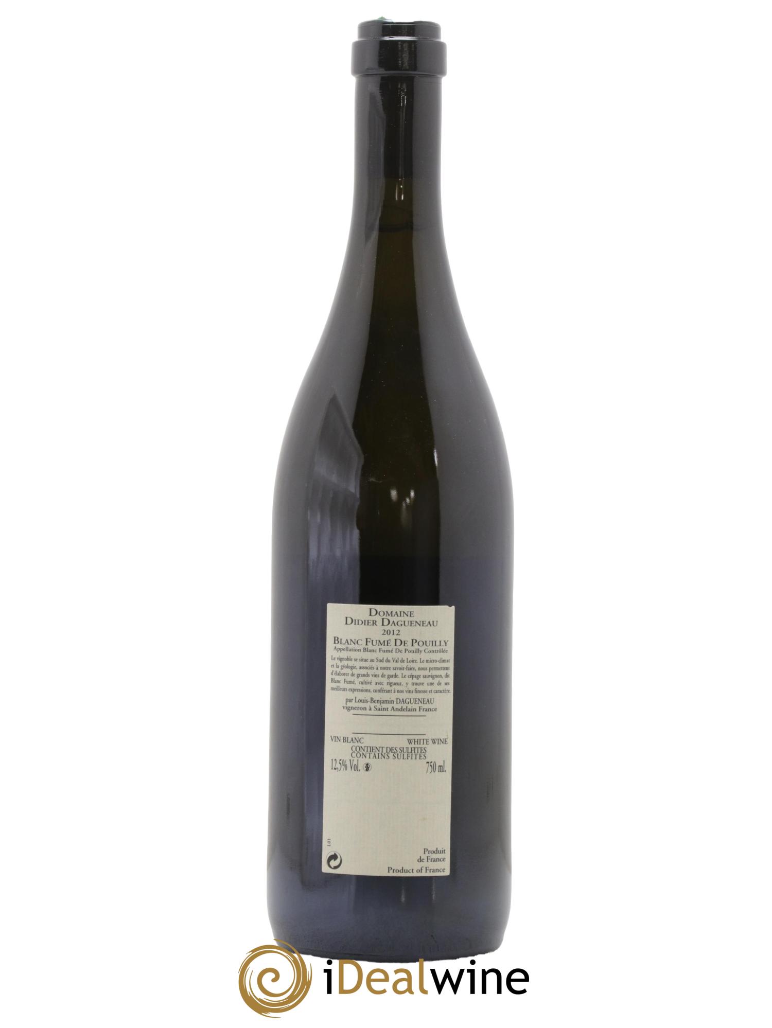 Pouilly-Fumé Blanc Fumé de Pouilly Dagueneau (Domaine Didier - Louis-Benjamin) 2012 - Lot de 1 bouteille - 1