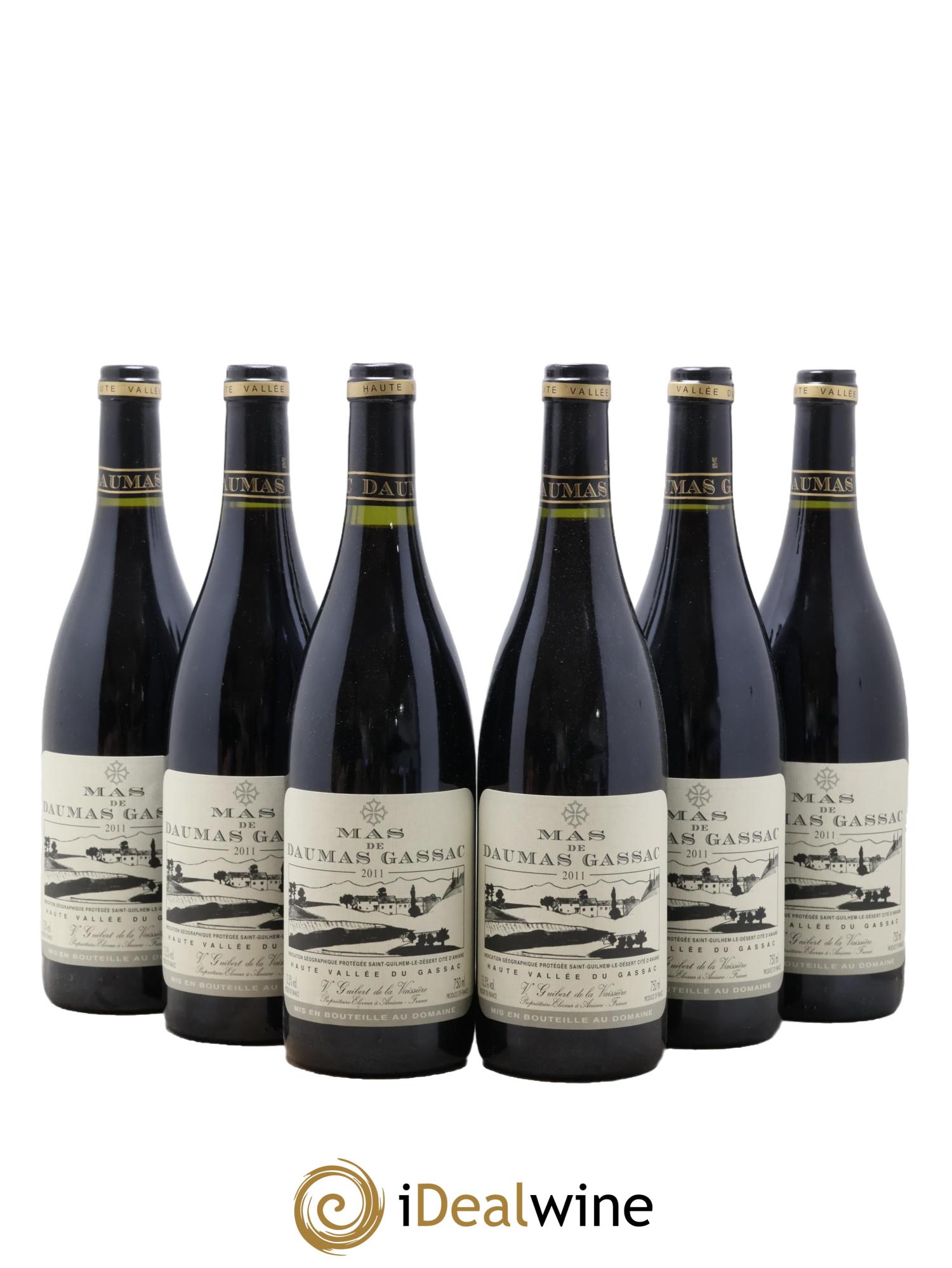 IGP St Guilhem-le-Désert - Cité d'Aniane Mas Daumas Gassac Famille Guibert de La Vaissière 2011 - Lot de 6 bouteilles - 0