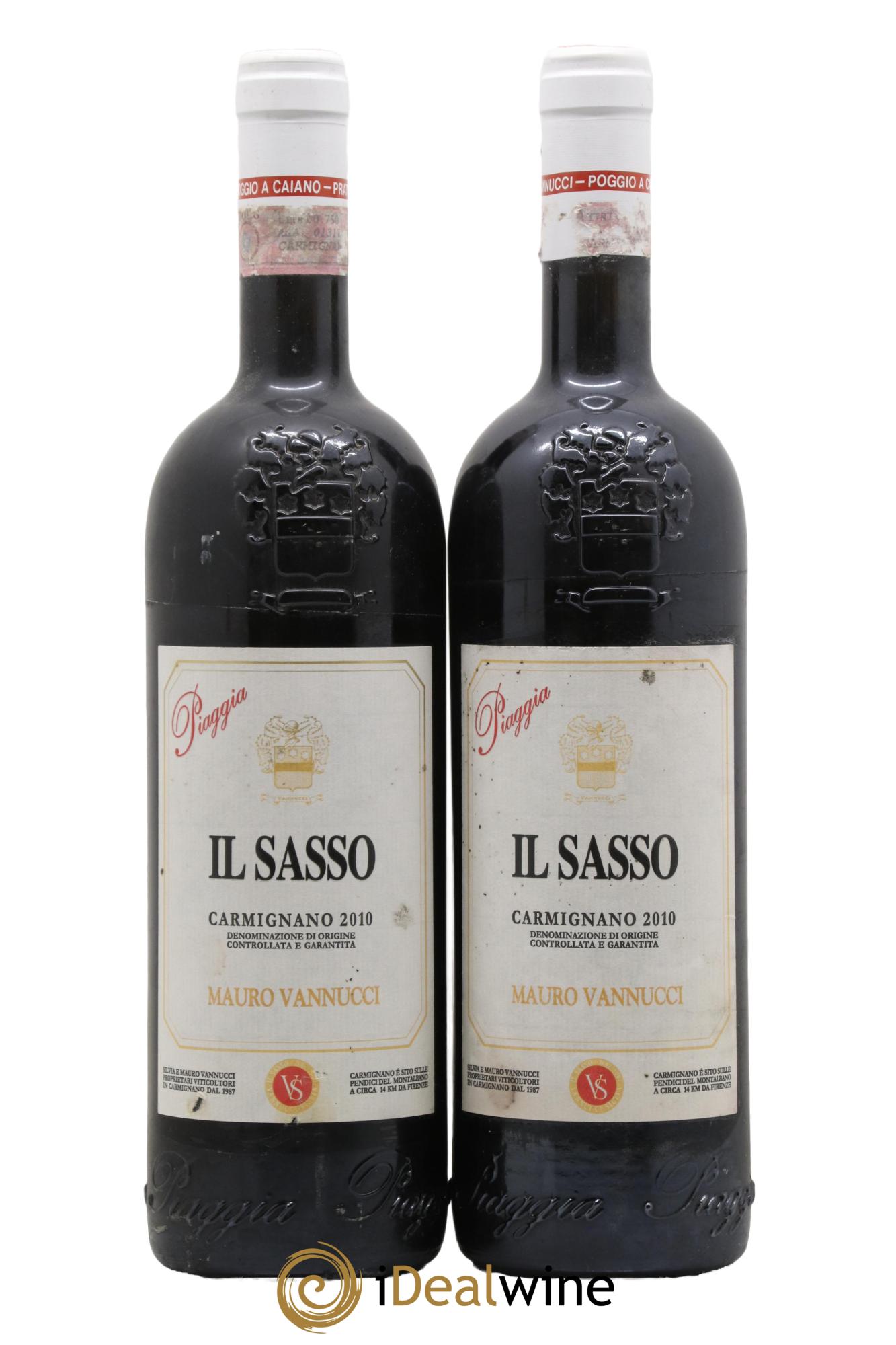 Carmignano DOCG Piaggia IL Sasso Mauro Vannucci 2010 - Lotto di 2 bottiglie - 0