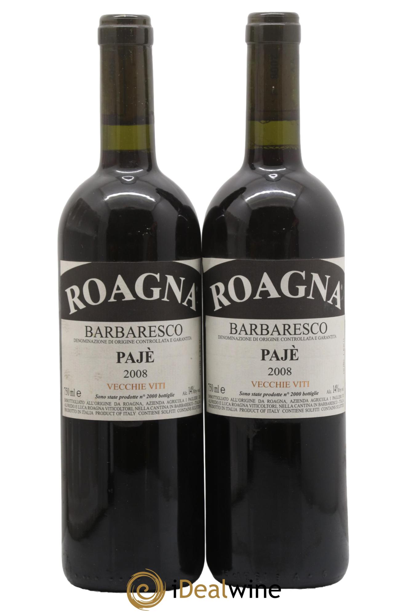 Barbaresco DOCG Pajè Vecchie Viti Roagna 2008 - Posten von 2 Flaschen - 0