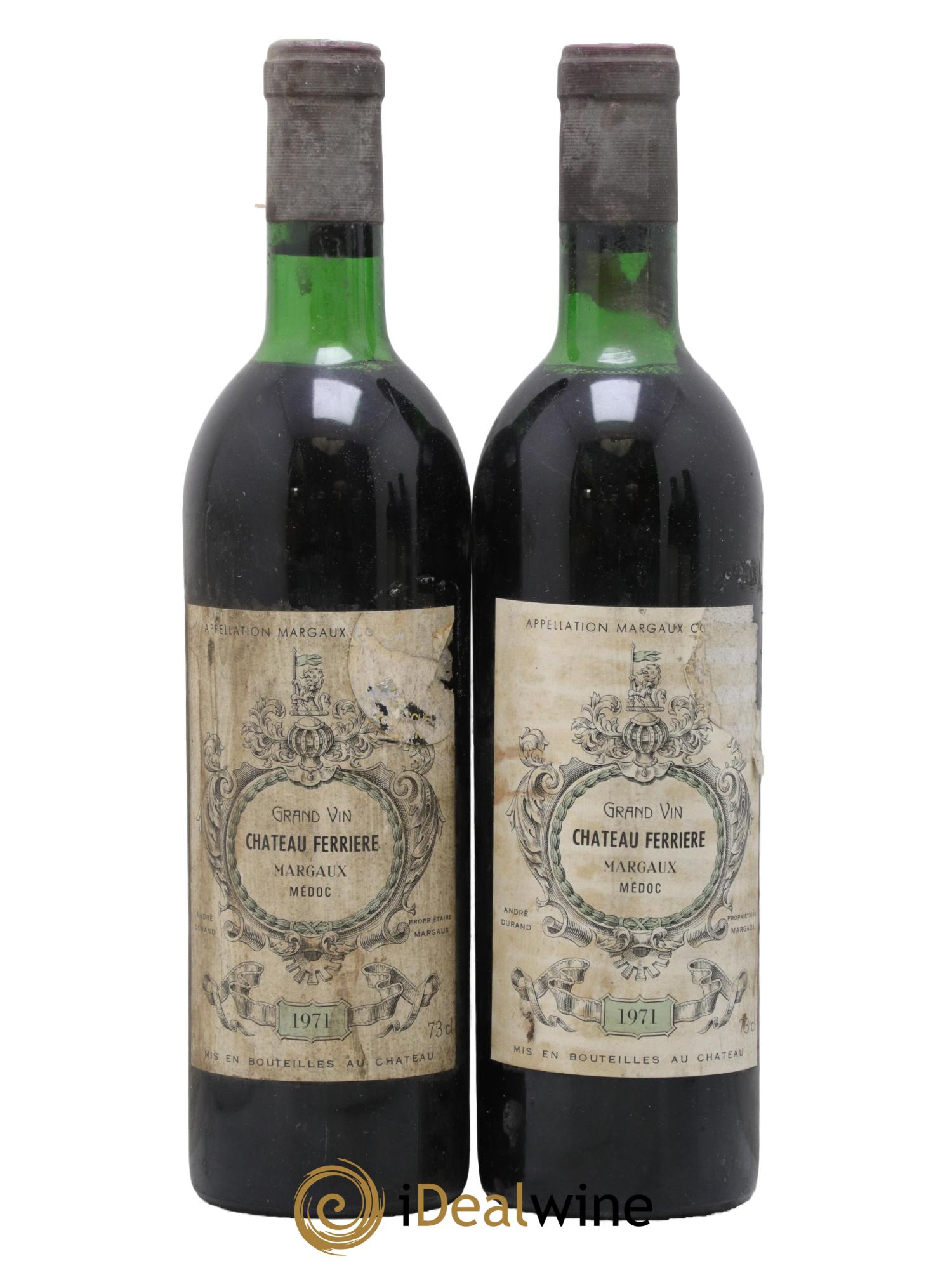 Château Ferrière 3ème Grand Cru Classé 1971 - Lot de 2 bouteilles - 0