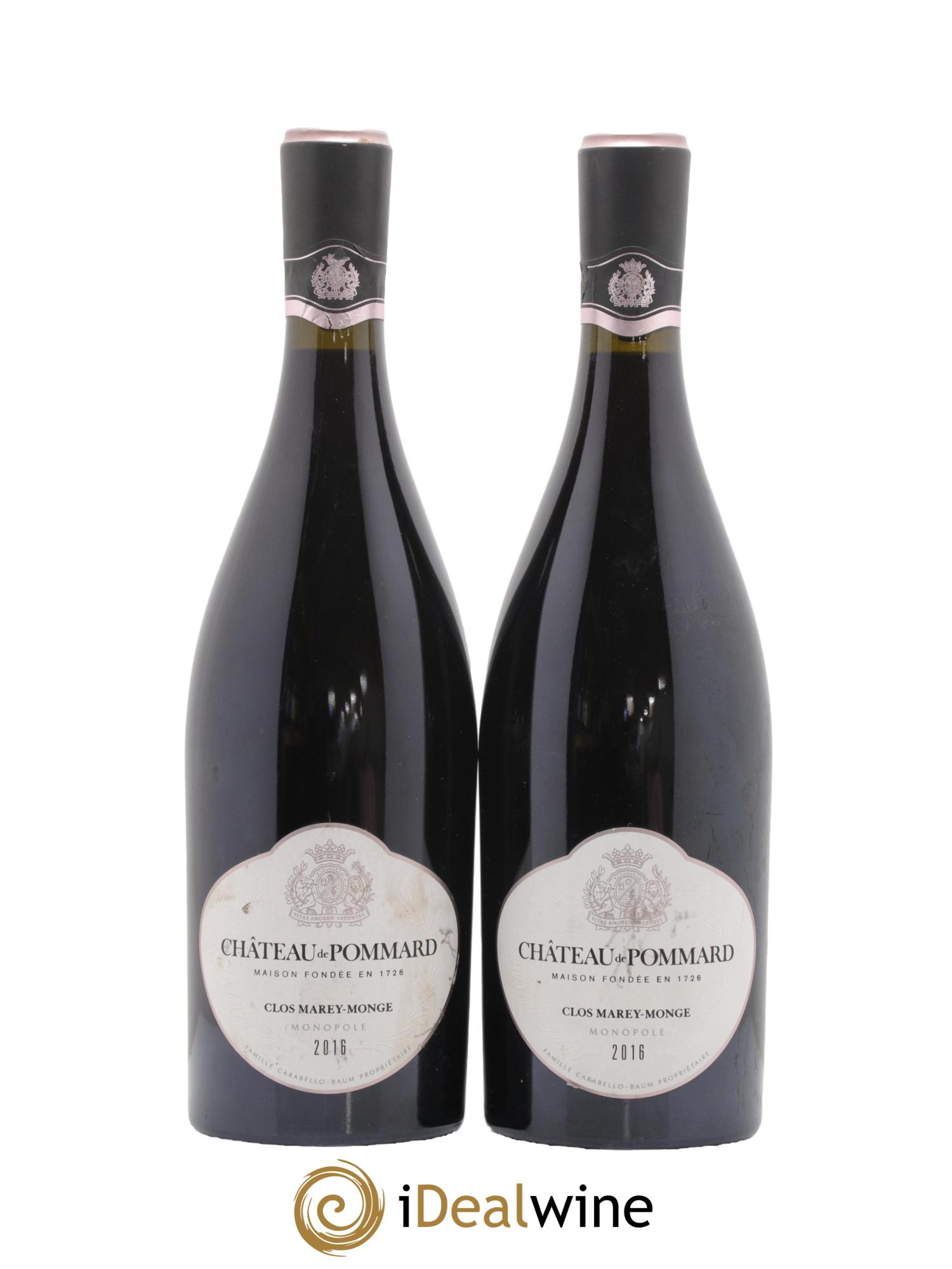 Pommard Clos Marey Monge Château de Pommard 2016 - Lot de 2 bouteilles - 0