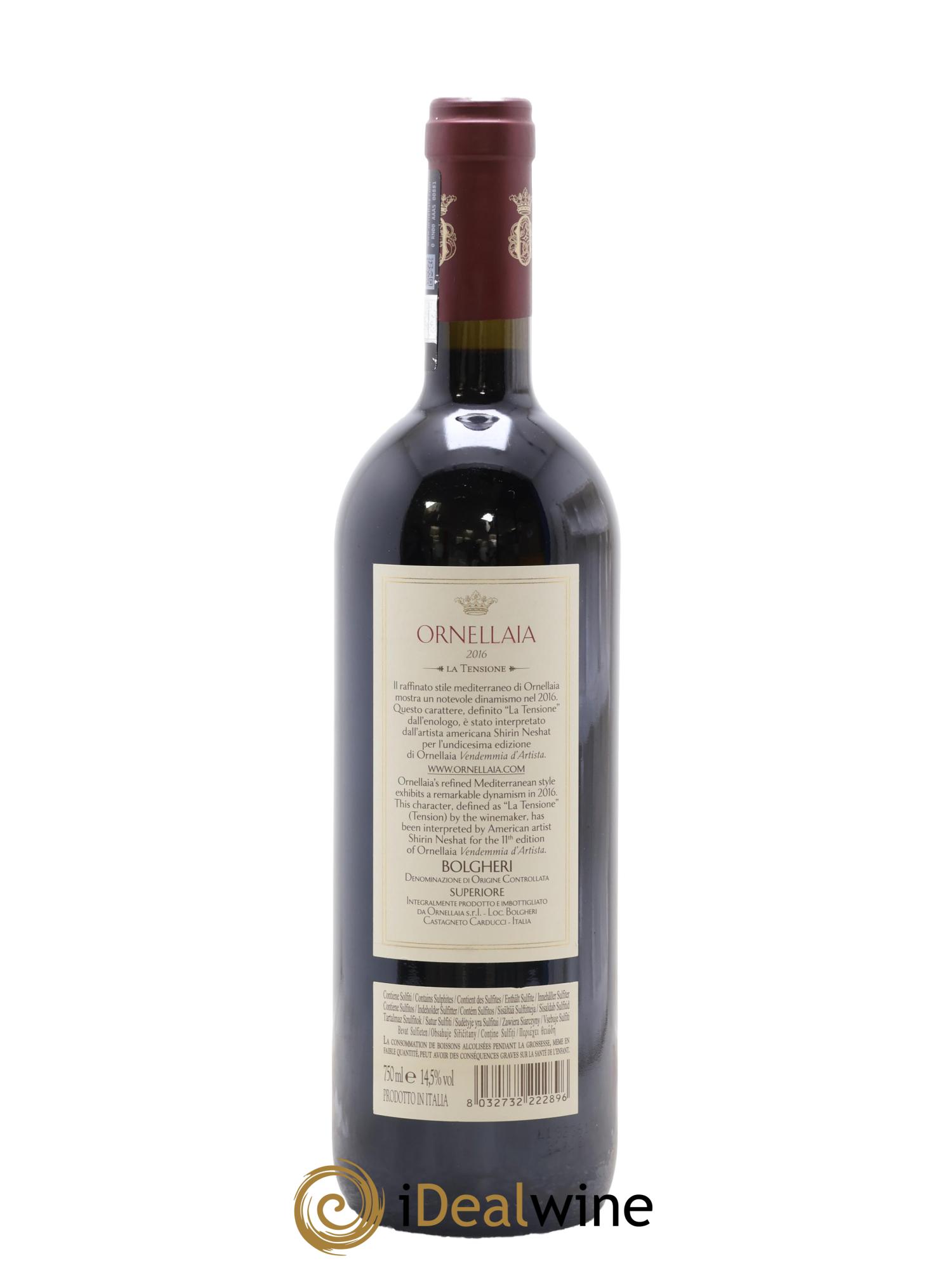 Italie Bolgheri Superiore La Tensione  Tenuta Dell'Ornellaia - Frescobaldi 2016 - Lot of 1 bottle - 1
