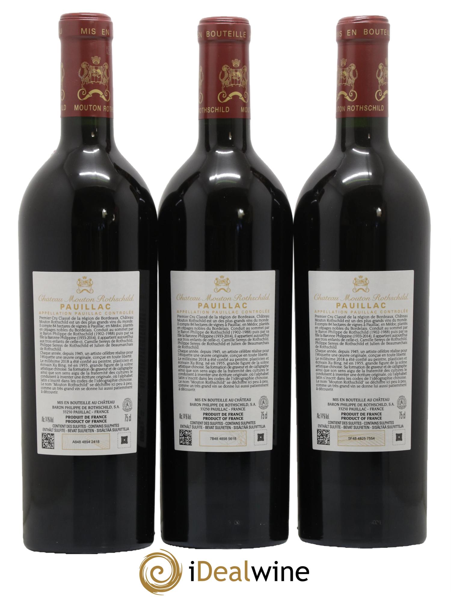 Château Mouton Rothschild 1er Grand Cru Classé 2018 - Lot de 3 bouteilles - 1