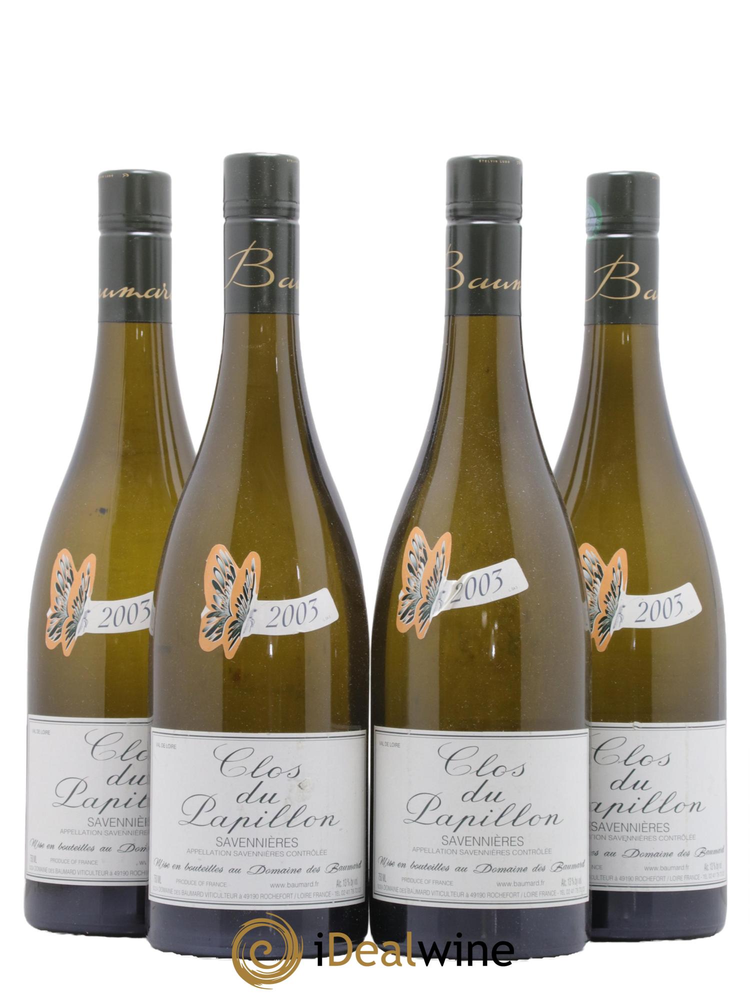 Savennières Clos du Papillon Baumard (Domaine des) 2003 - Lot de 4 bouteilles - 0