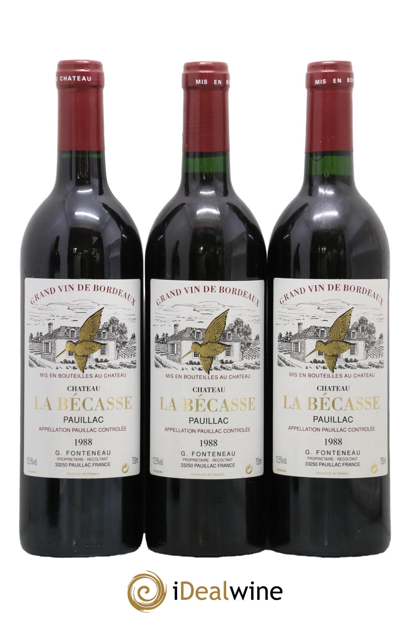 Château la Bécasse 1988 - Posten von 3 Flaschen - 0