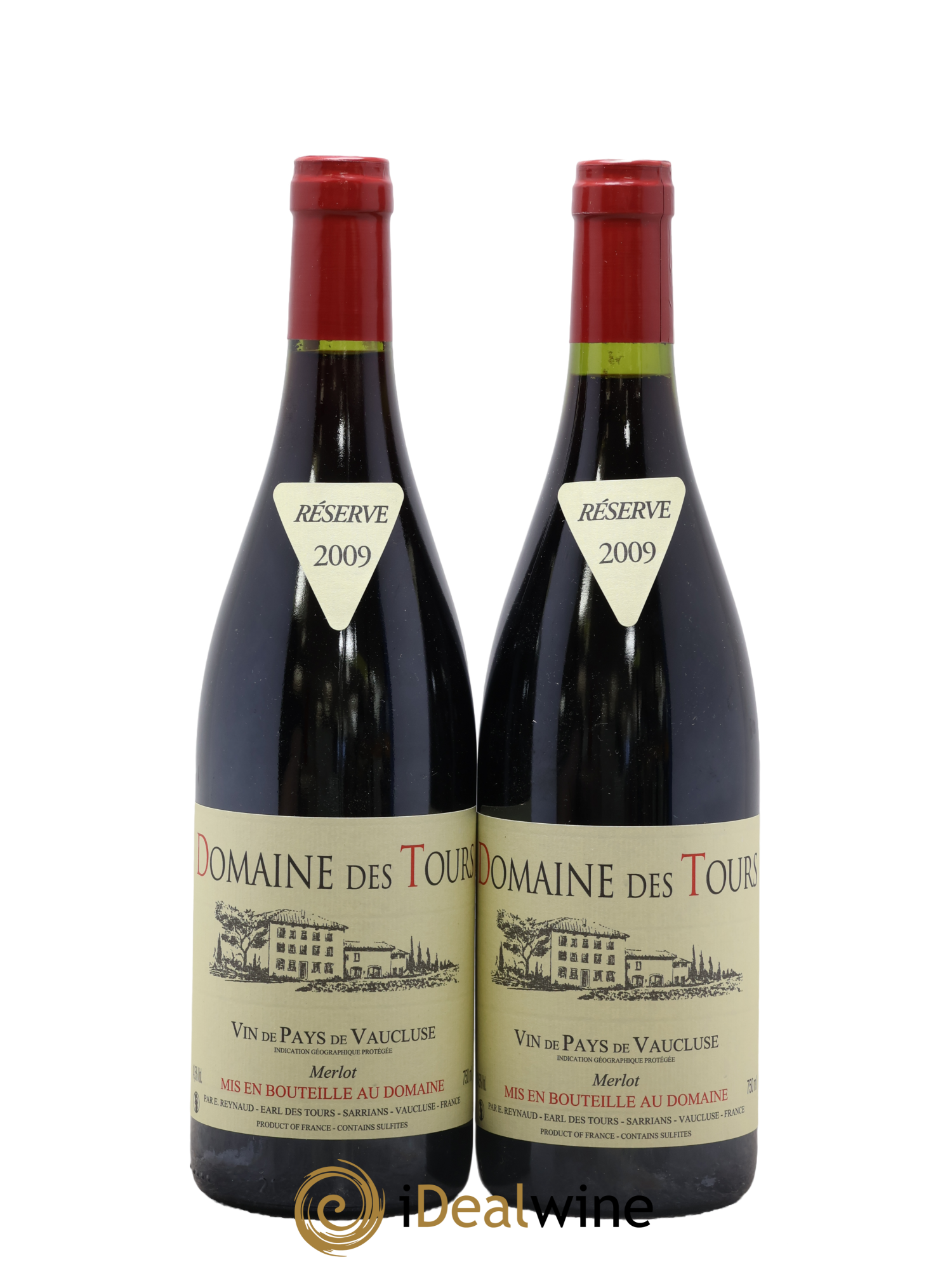 Vaucluse Domaine des Tours Merlot Emmanuel Reynaud 2009 - Lot of 2 bottles - 0