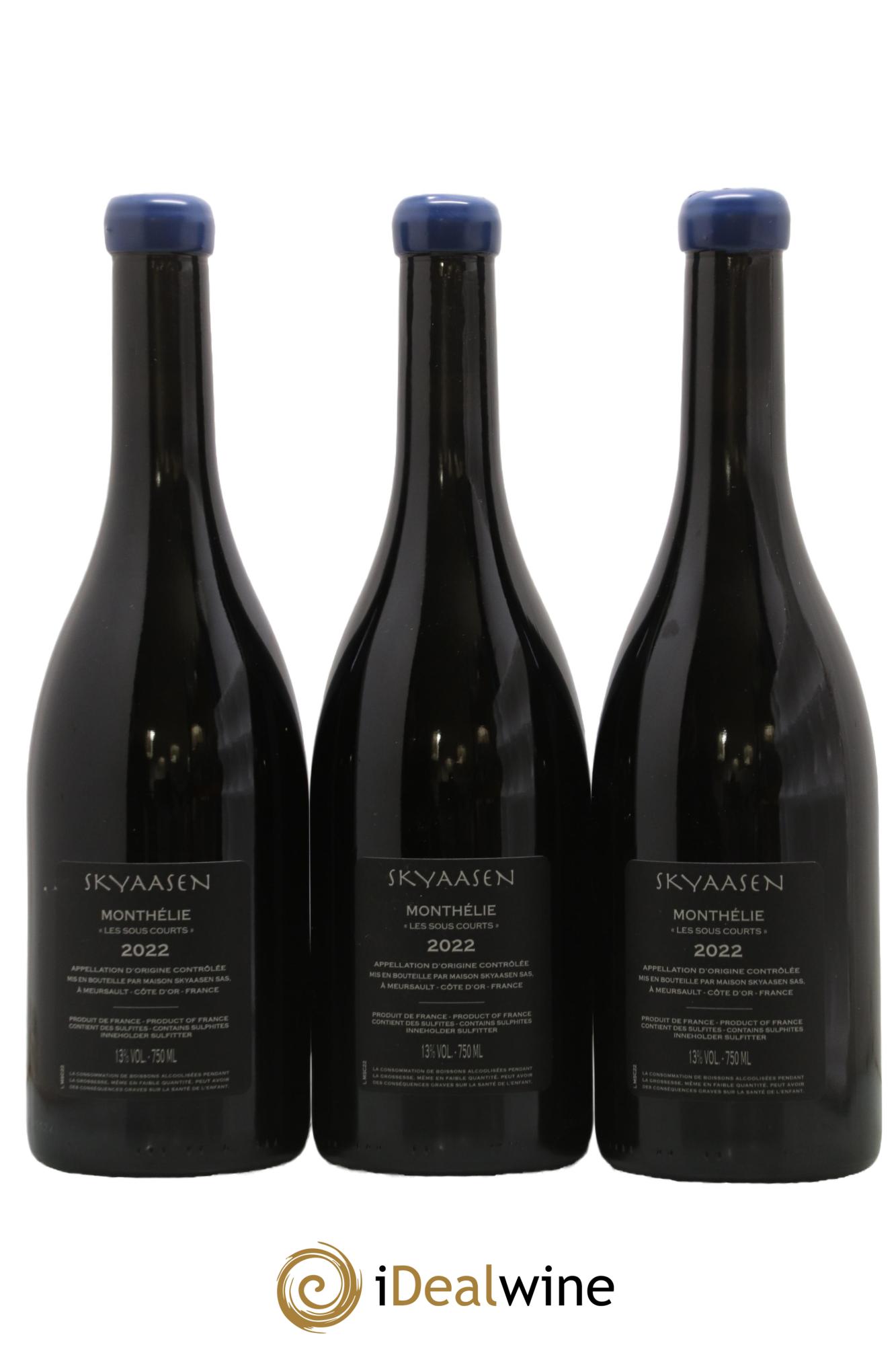 Monthélie Les Sous Courts Maison Skyaasen 2022 - Lot of 3 bottles - 1