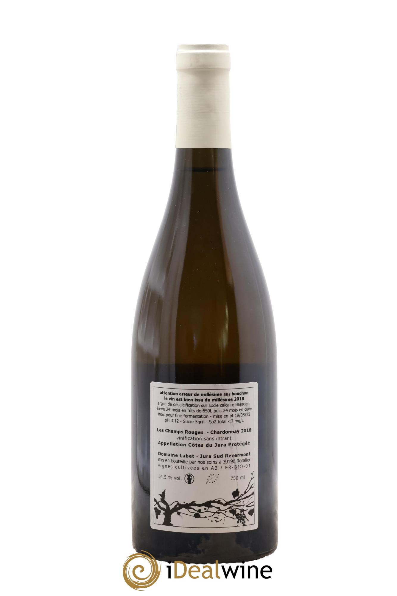 Côtes du Jura Chardonnay Les Champs Rouges Romain - Julien  - Charline Labet 2018 - Lot de 1 bouteille - 1