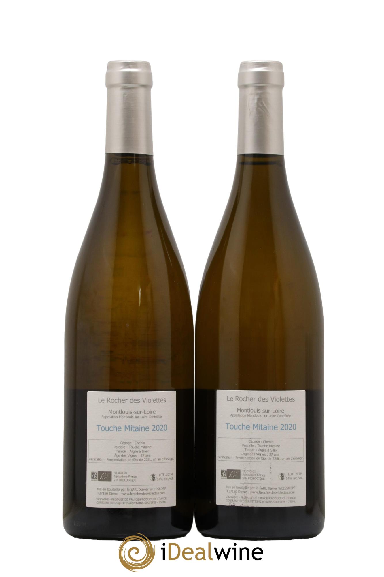 Montlouis-sur-Loire Touche Mitaine Le Rocher des Violettes 2020 - Lot of 2 bottles - 1