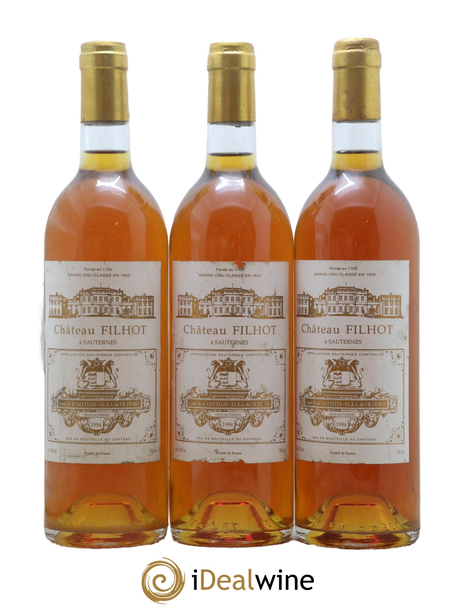 Château Filhot 2ème Grand Cru Classé 1994 - Lotto di 3 bottiglie - 0
