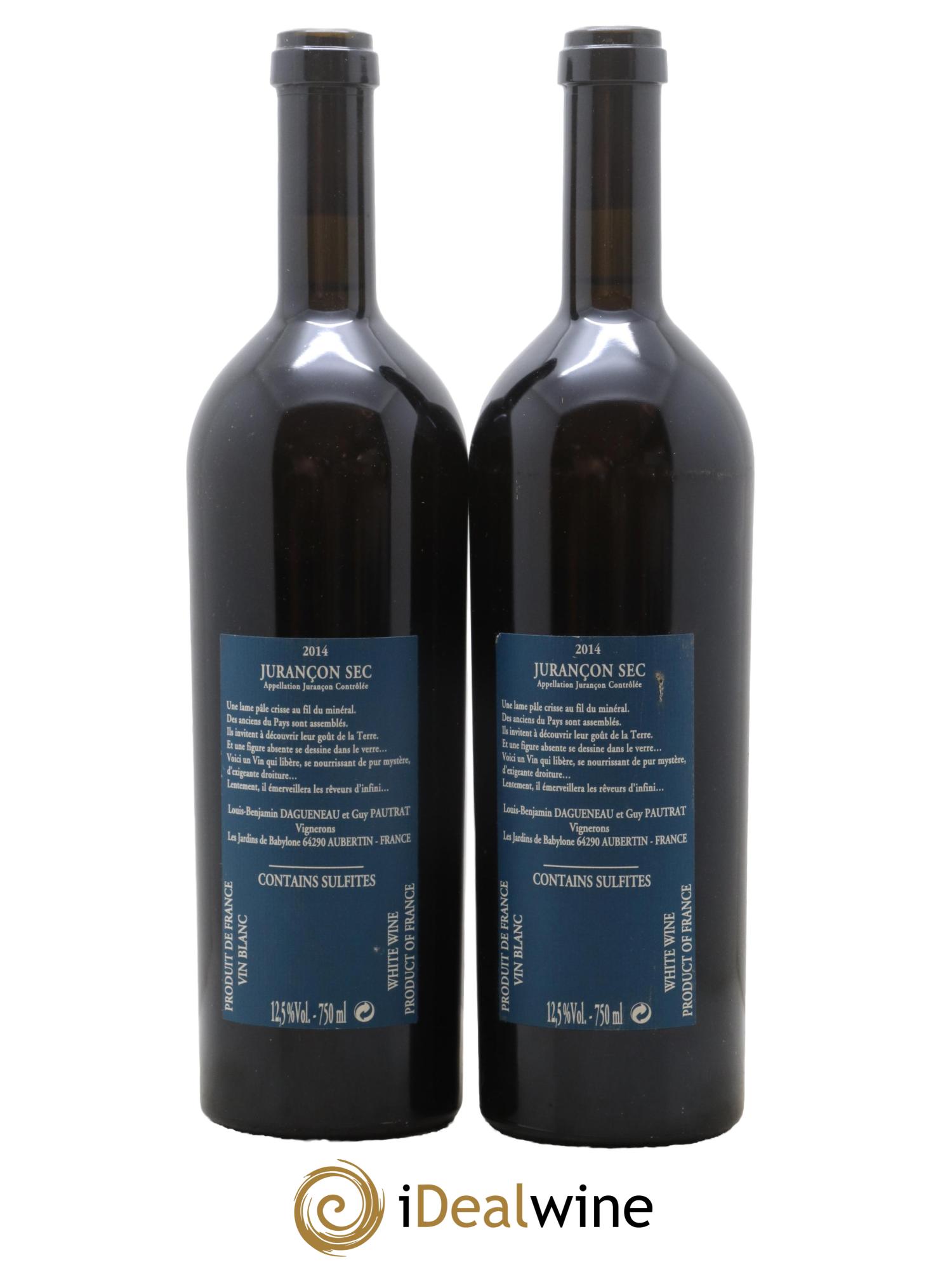 Vin de France(anciennement Jurançon) Les Jardins de Babylone Sec Didier Dagueneau  2014 - Lot de 2 bouteilles - 1
