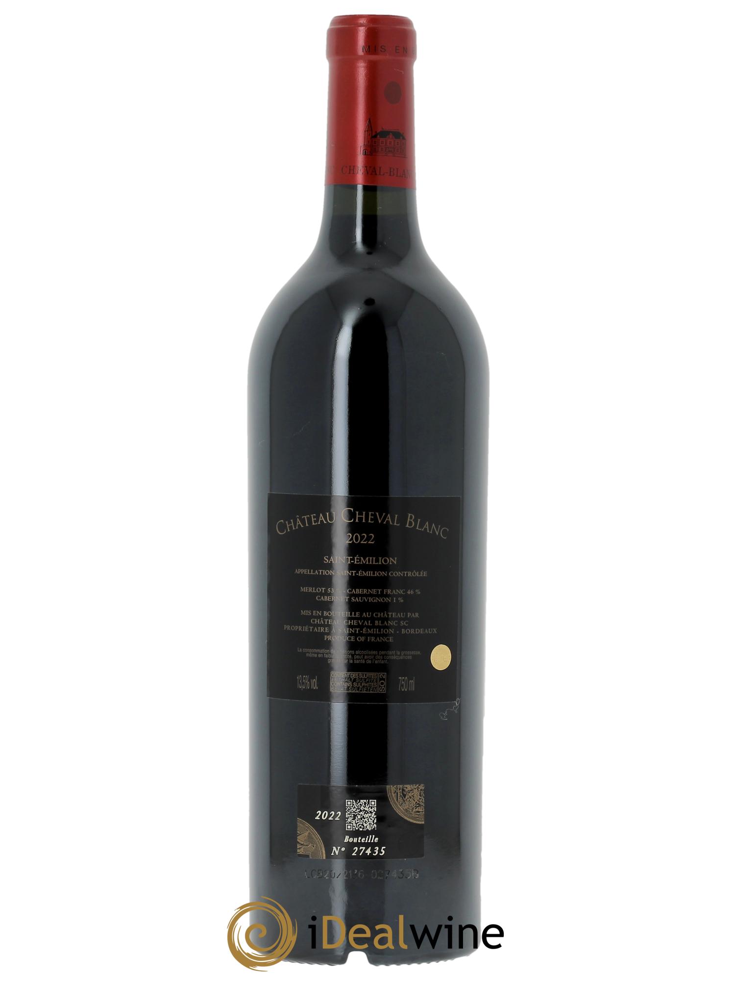 Château Cheval Blanc 1er Grand Cru Classé A (CBO à partir de 6 bts) 2022 - Lot de 1 bouteille - 1