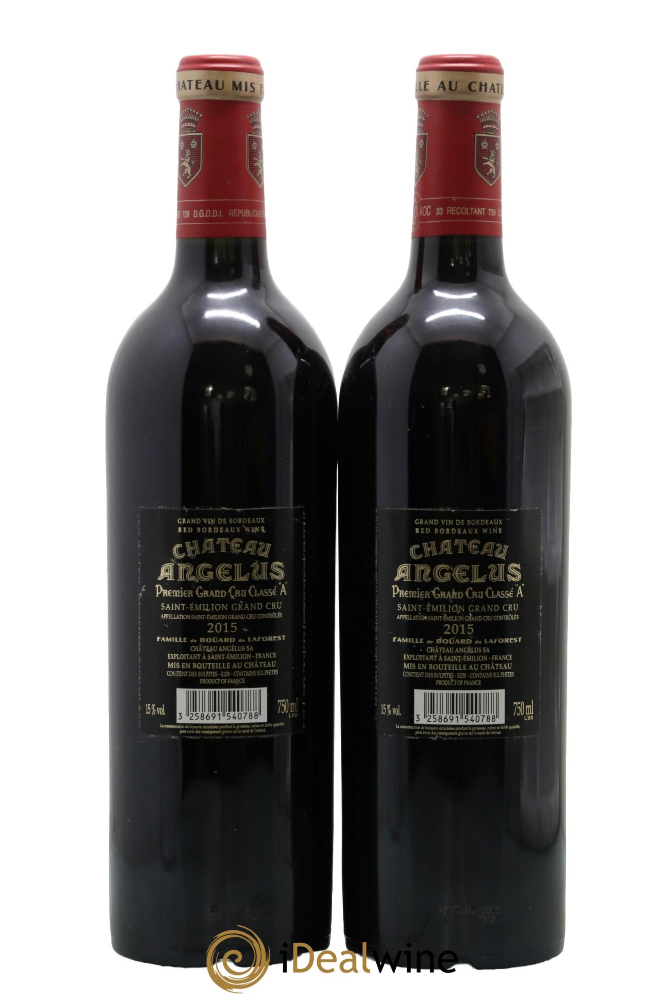 Château Angélus 1er Grand Cru Classé A 2015 - Lot of 2 bottles - 1