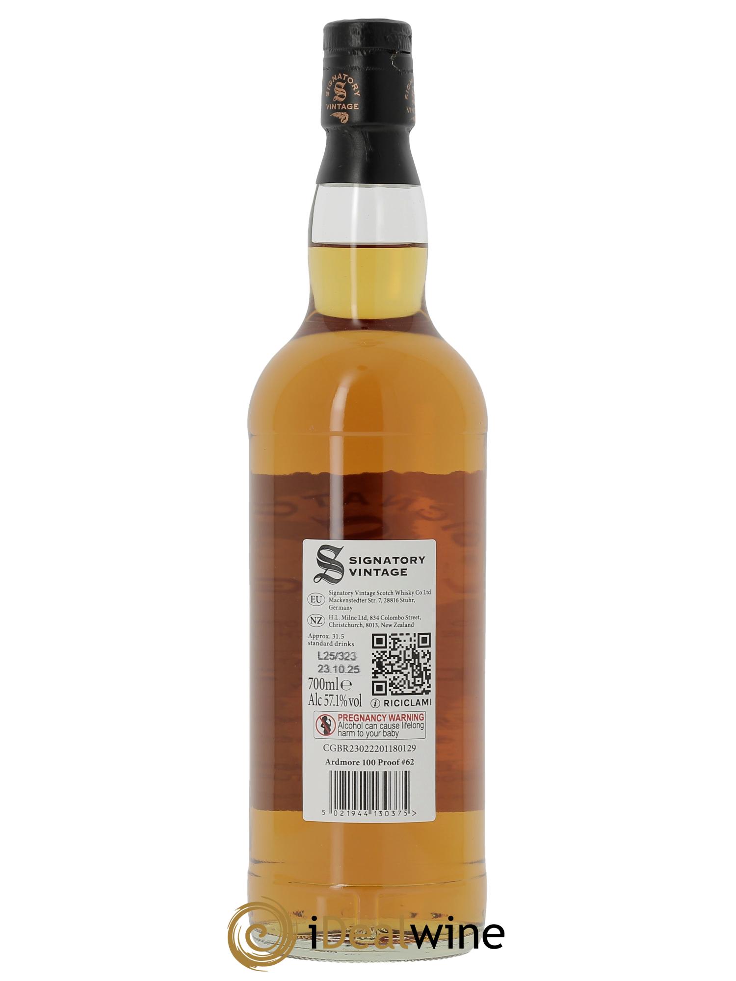 Ardmore 14 ans 2011 100 Proof #62 Signatory Vintage  - Lotto di 1 bottiglia - 1