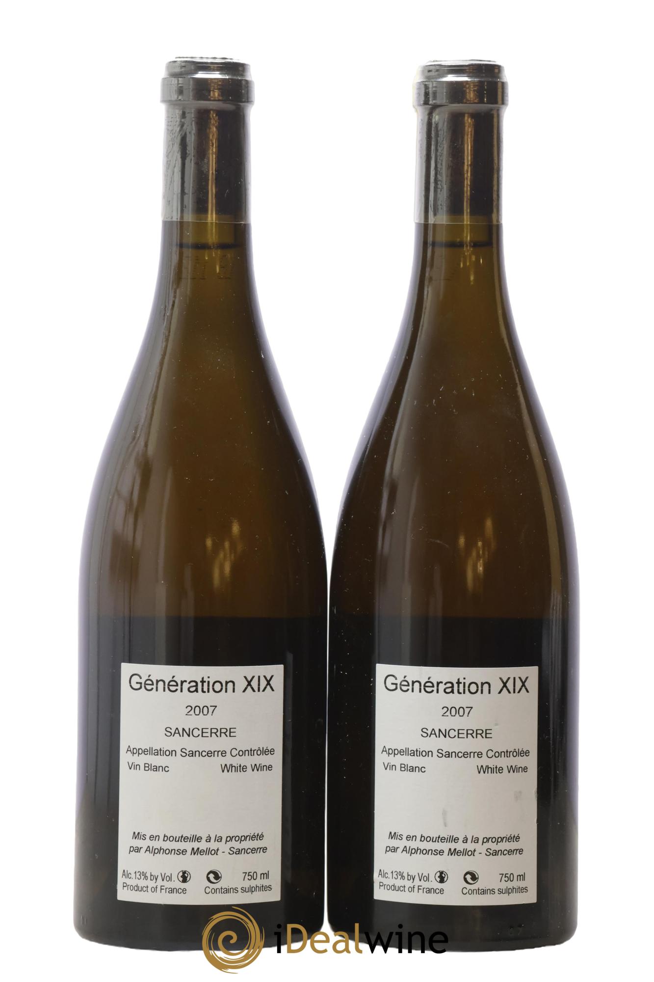 Sancerre Génération XIX Alphonse Mellot 2007 - Lot of 2 bottles - 1