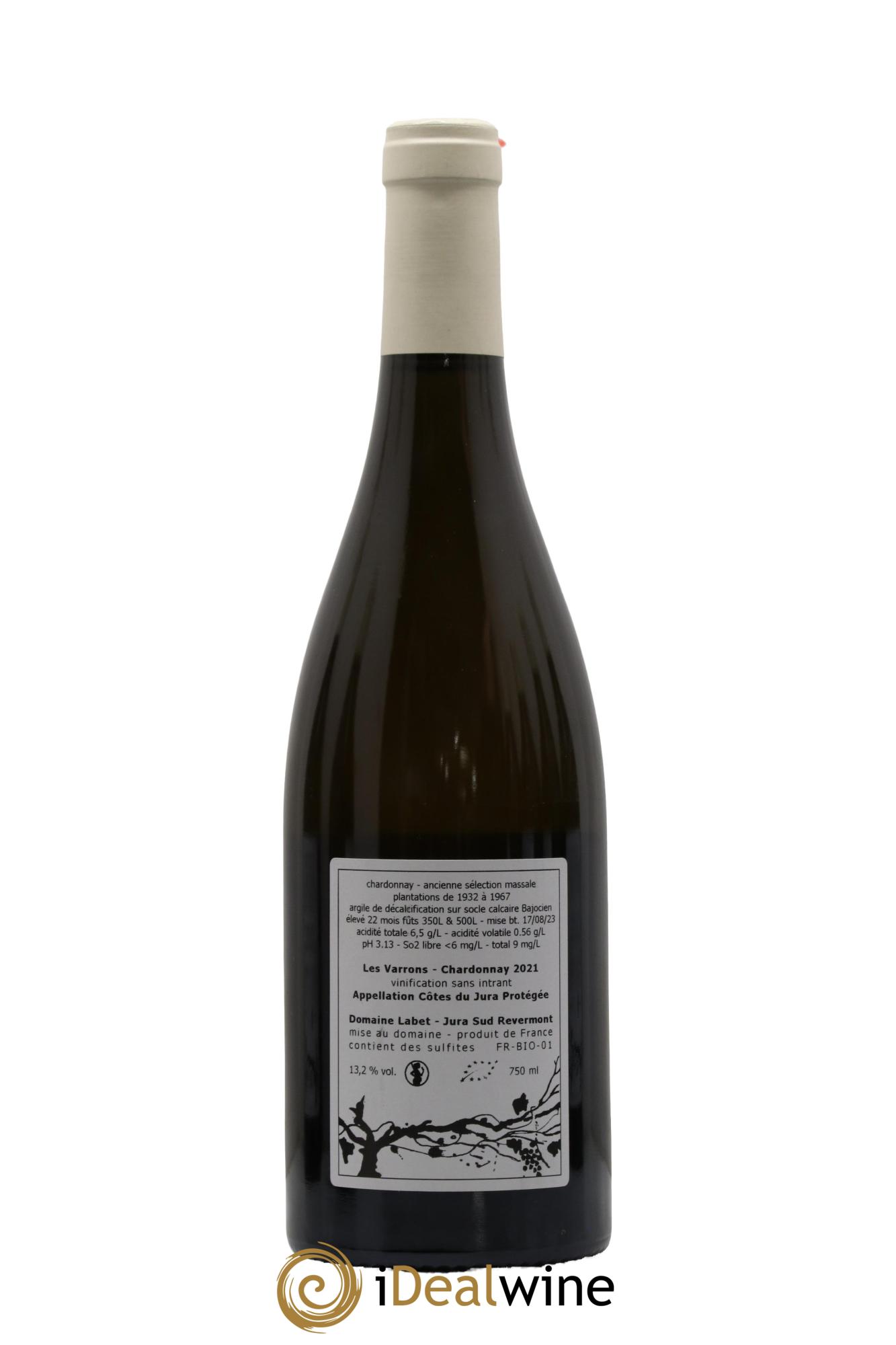 Côtes du Jura Chardonnay Les Varrons Romain - Julien - Charline Labet 2021 - Lot de 1 bouteille - 1