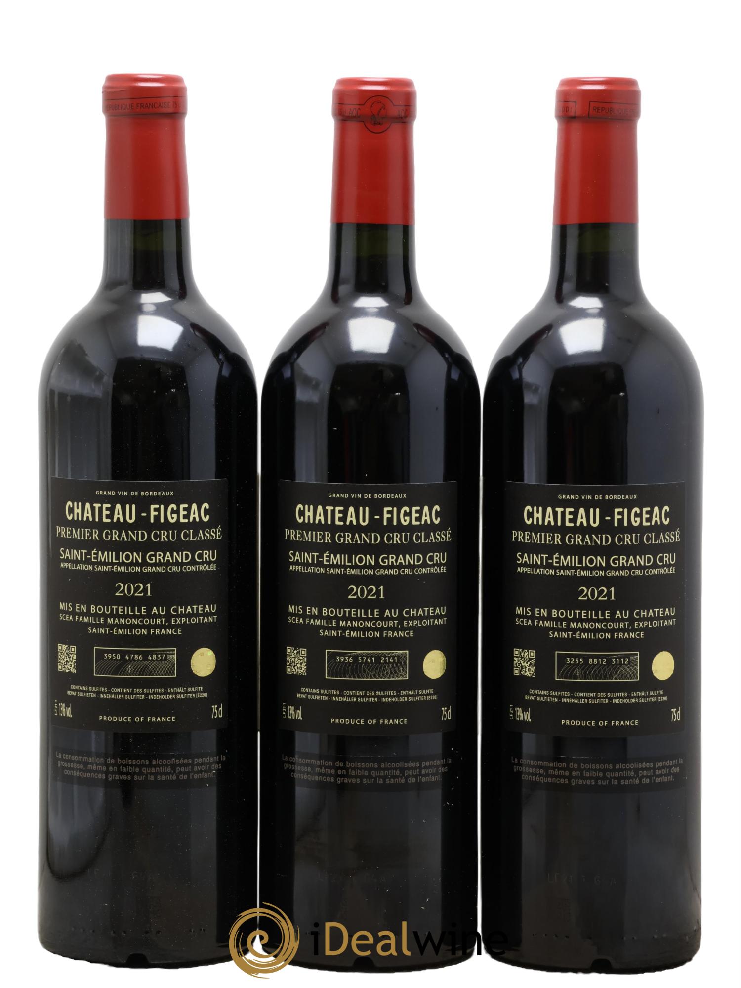 Château Figeac 1er Grand Cru Classé A 2021 - Lotto di 3 bottiglie - 1