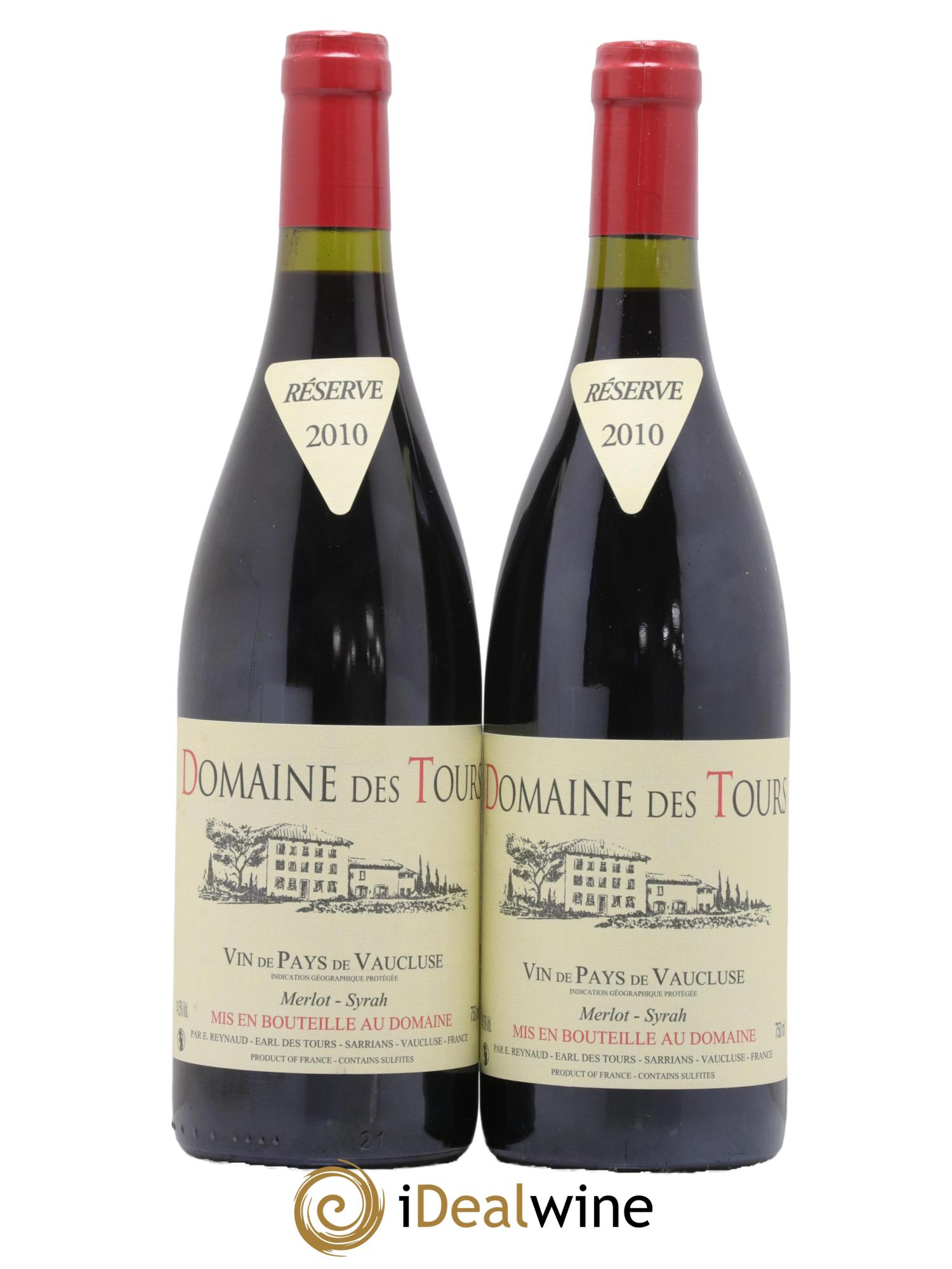 Vaucluse Domaine des Tours Merlot-Syrah Emmanuel Reynaud 2010 - Lot de 2 bouteilles - 0