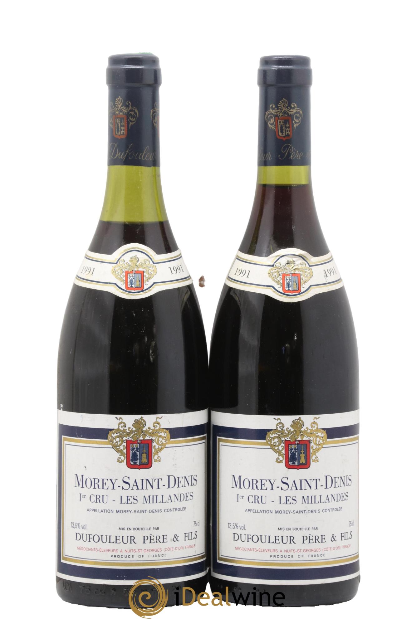 Morey Saint-Denis 1er Cru Les Millandes Guy Dufouleur Père et Fils 1991 - Lot of 2 bottles - 0