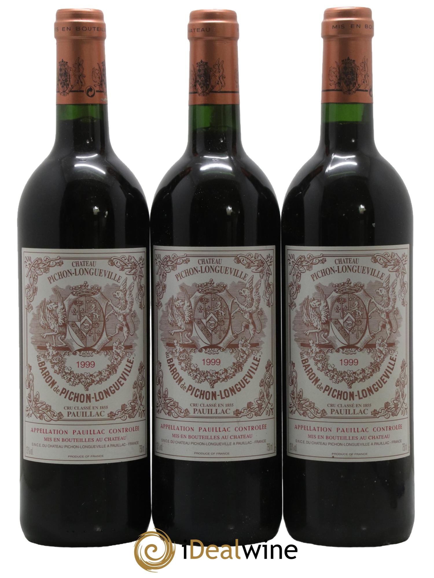 Pichon Longueville Baron 2ème Grand Cru Classé 1999 - Lot de 3 bouteilles - 0