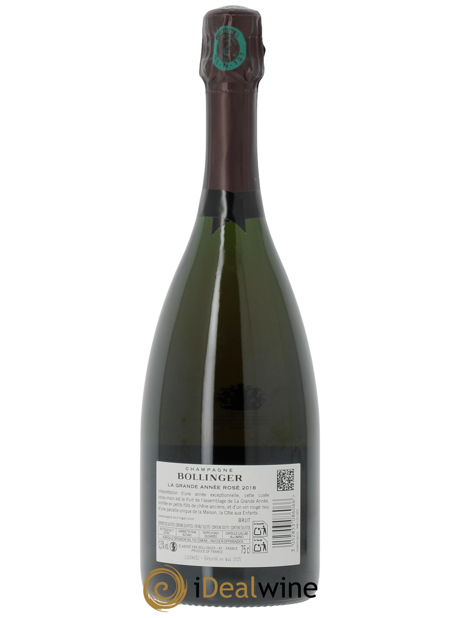Grande Année Brut Bollinger (CBO à partir de Oui bts) 2018 - Lot de 1 bouteille - 2