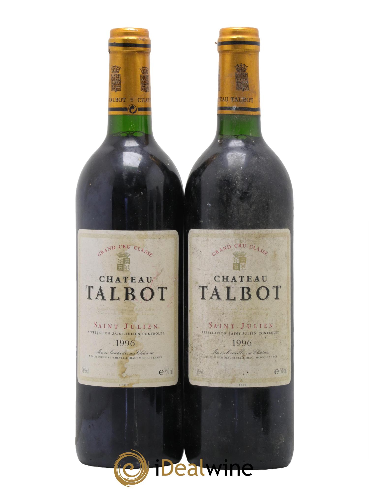 Château Talbot 4ème Grand Cru Classé 1996 - Lot de 2 bouteilles - 0