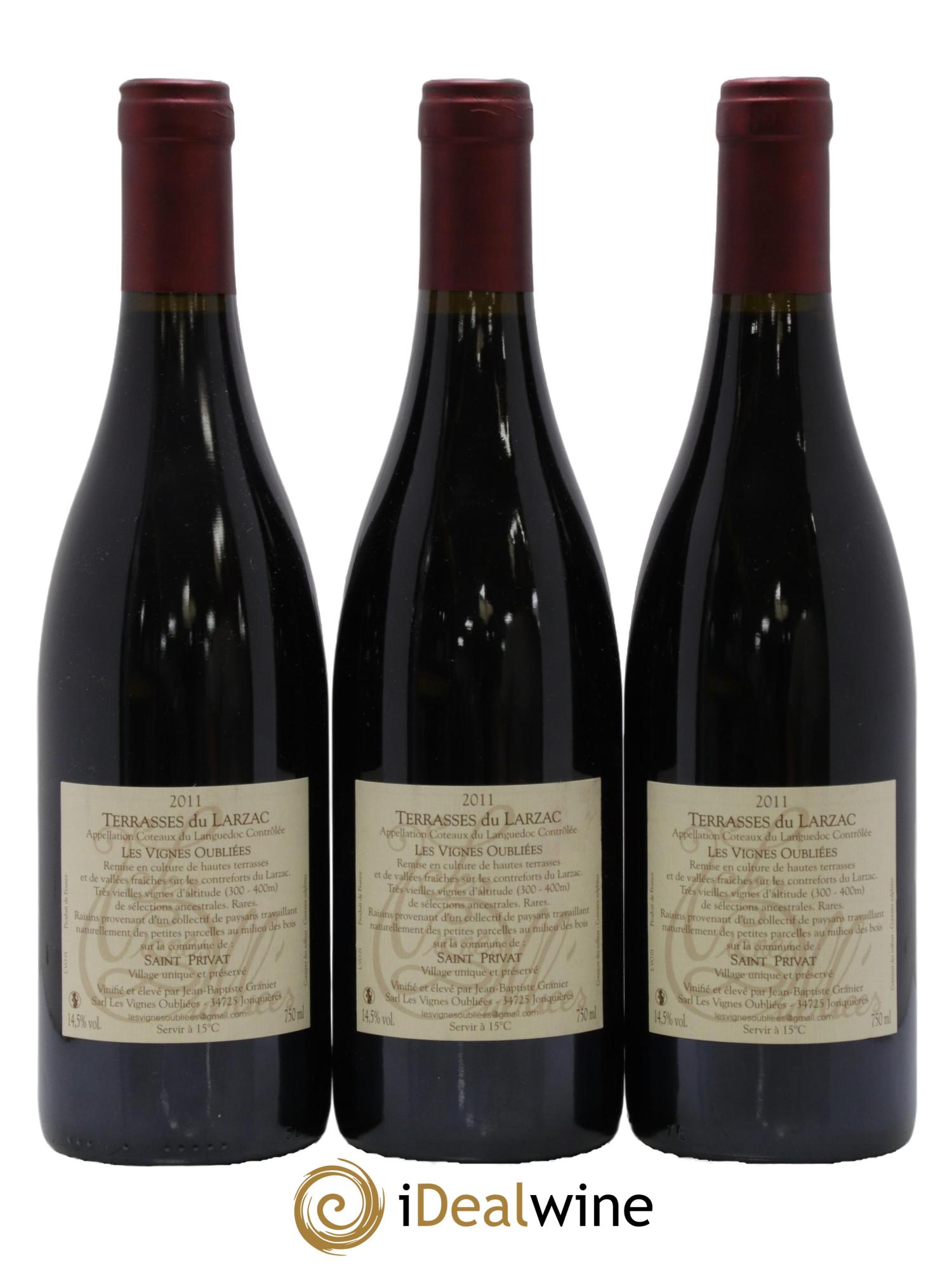 Terrasses du Larzac Les Vignes Oubliées Jean-Baptiste Granier 2011 - Lot de 3 bouteilles - 1
