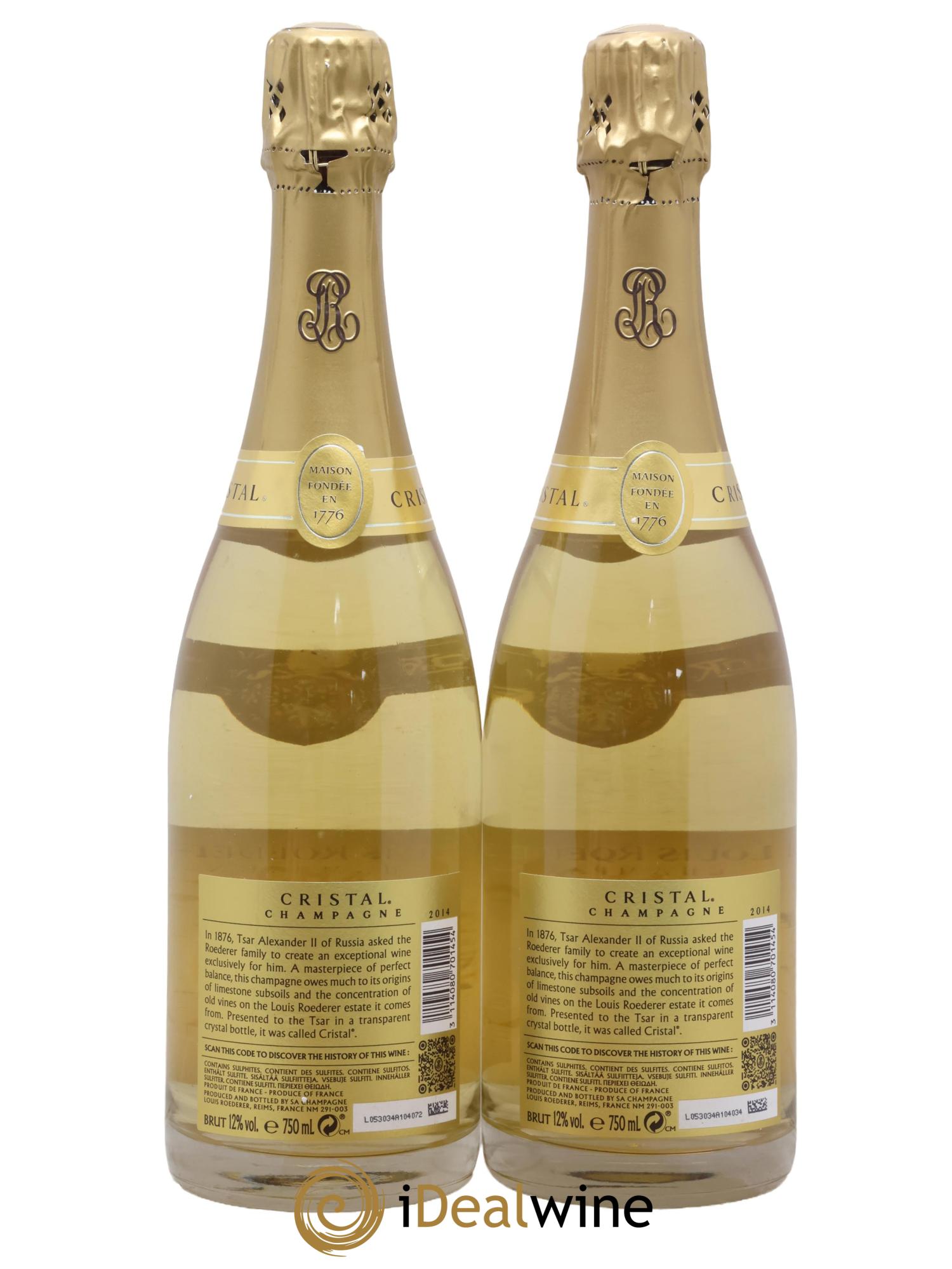 Cristal Louis Roederer 2014 - Lot of 2 bottles - 1