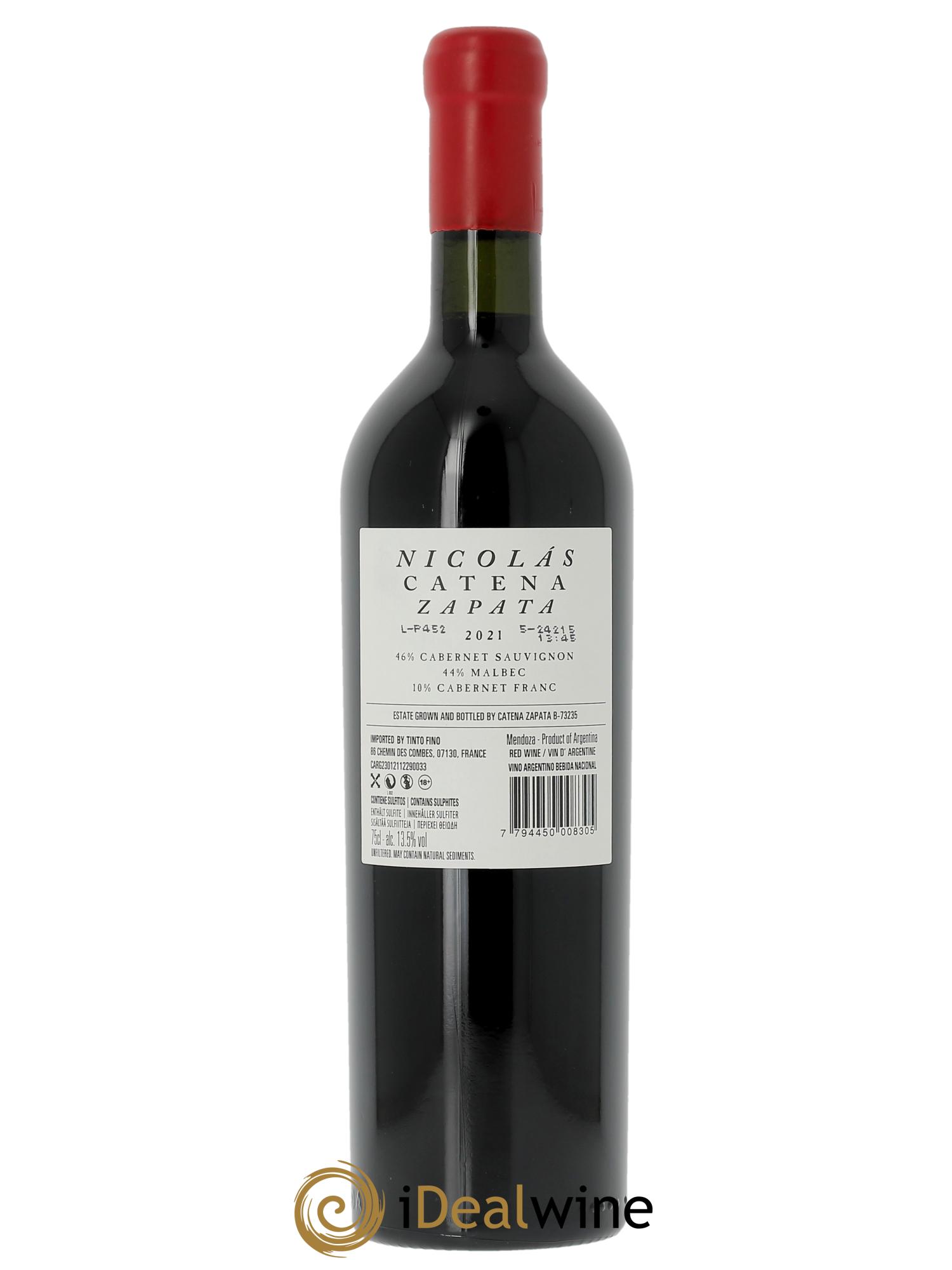 Mendoza Catena Zapata Nicolas  2021 - Lot de 1 bouteille - 1