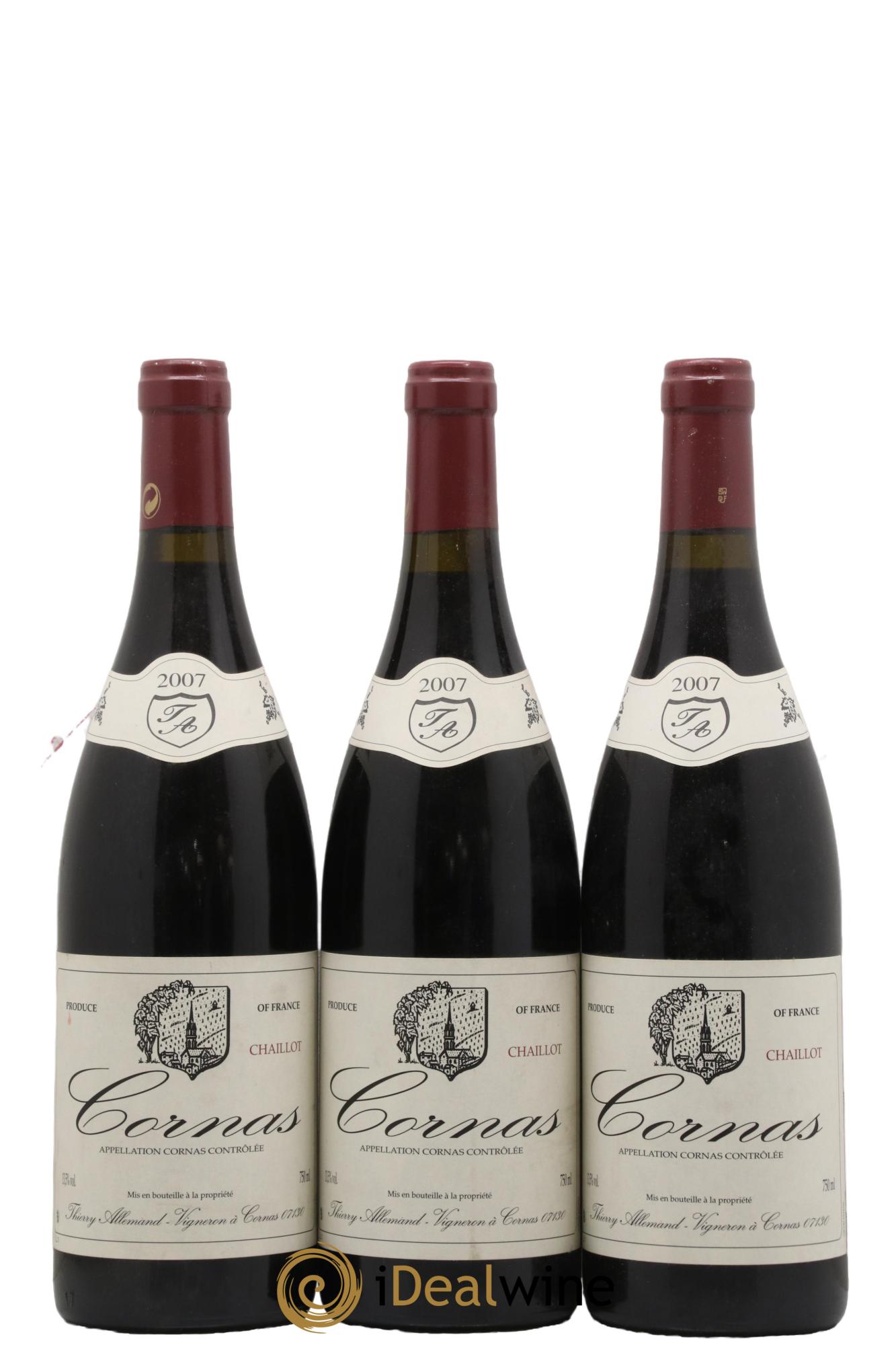 Cornas Chaillot Thierry Allemand 2007 - Lotto di 3 bottiglie - 0